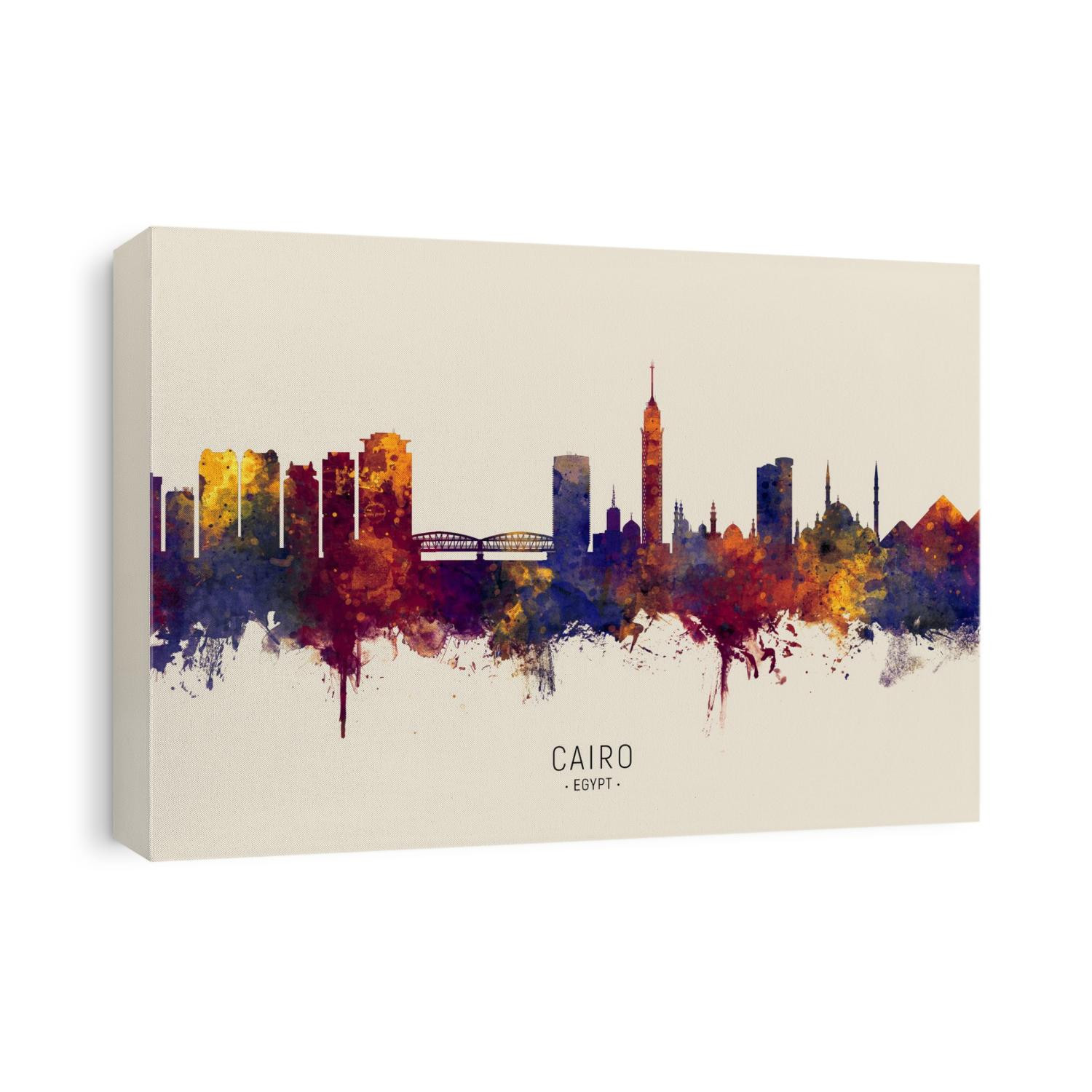 Watercolor art print of the skyline of Cairo, Egypt