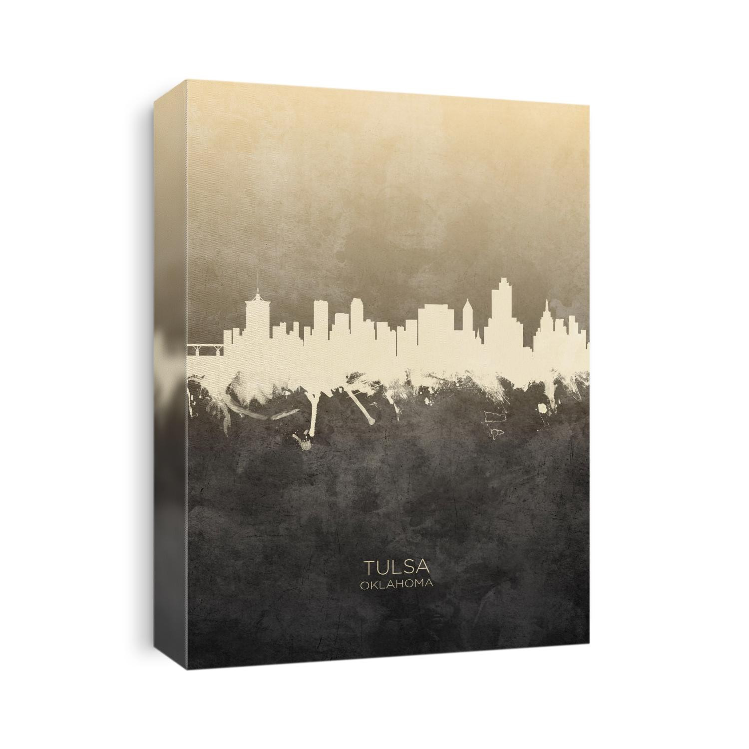 Watercolor art print of the skyline of Tulsa, Oklahoma, United States
