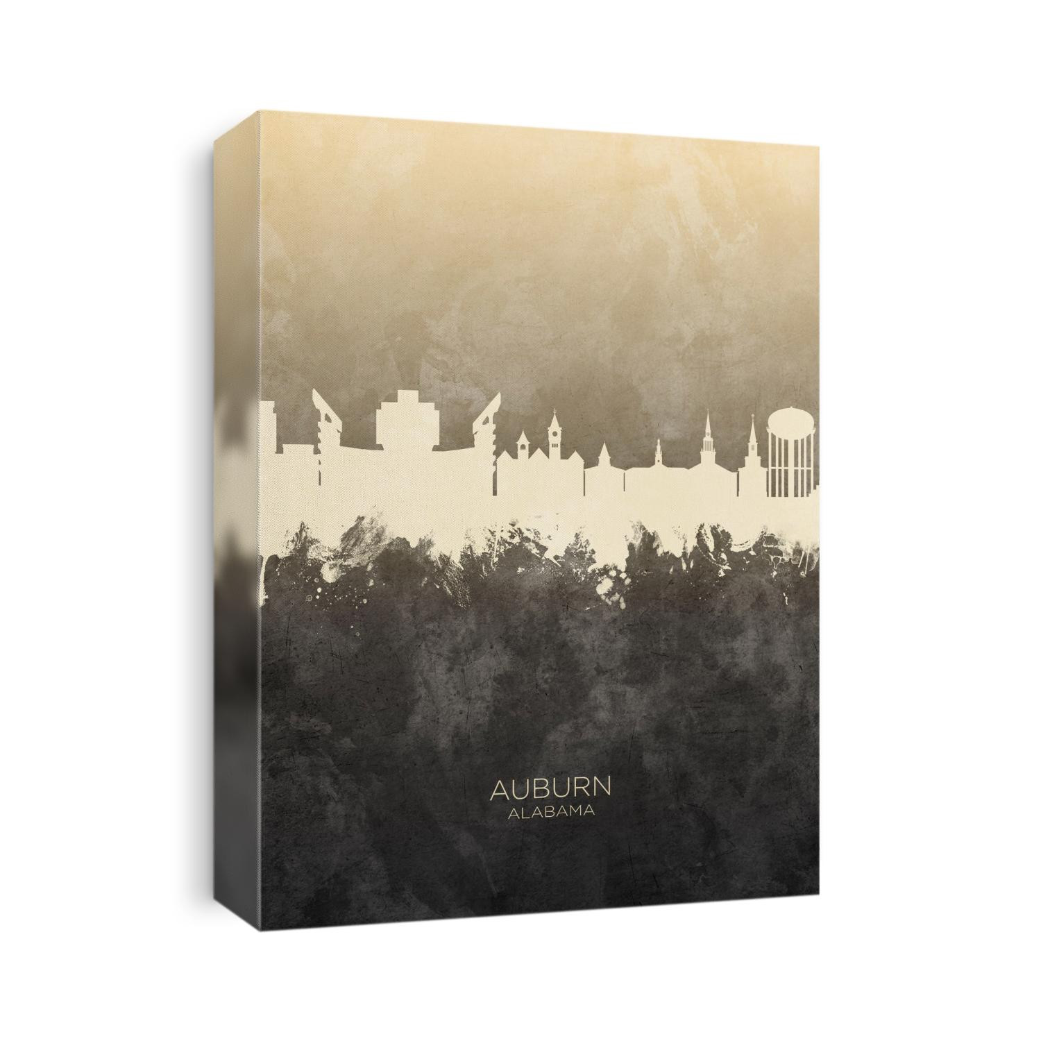 Watercolor art print of the skyline of Auburn, Alabama