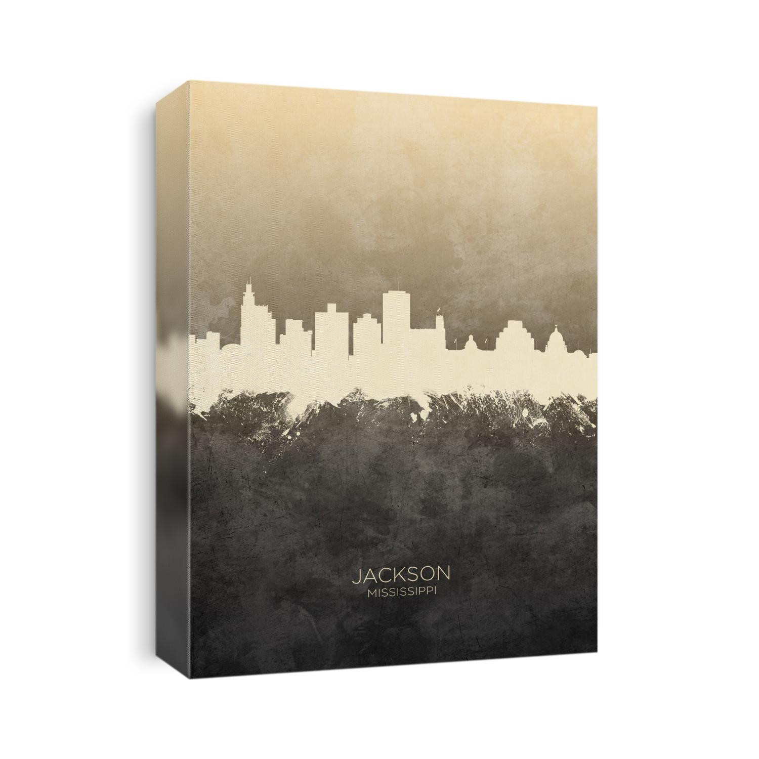Watercolor art print of the skyline of Jackson, Mississippi, United States