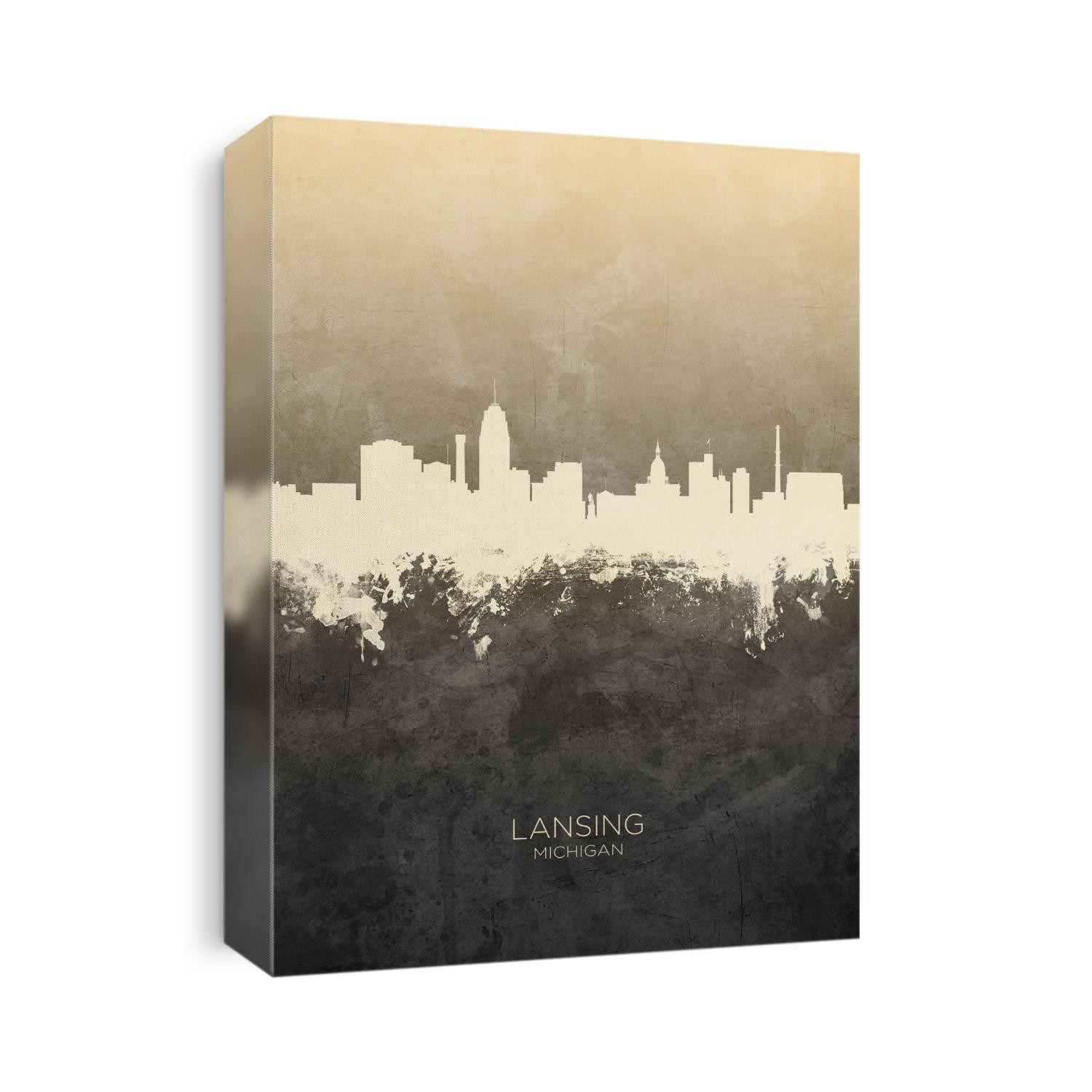 Watercolor art print of the skyline of Lansing, Michigan, United States