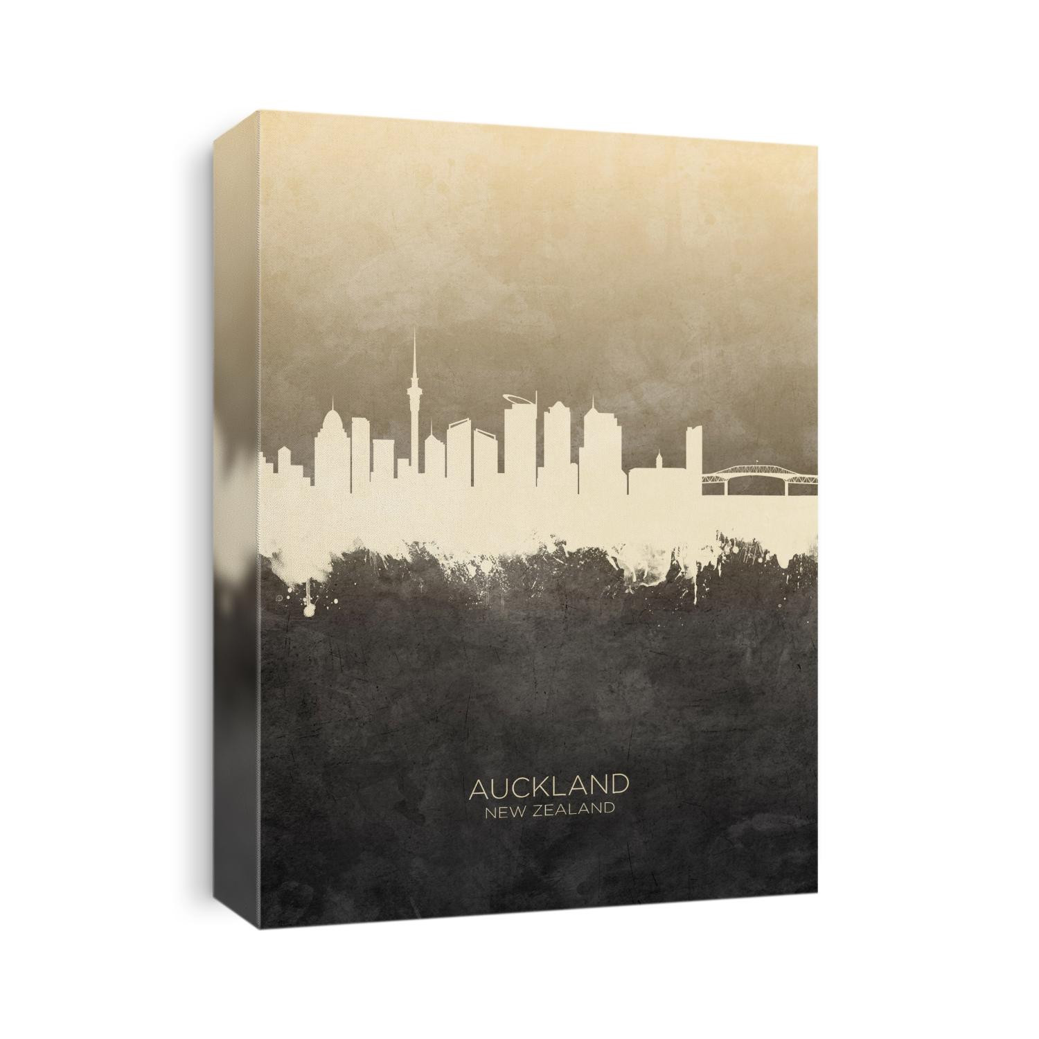Watercolor art print of the skyline of Auckland, New Zealand