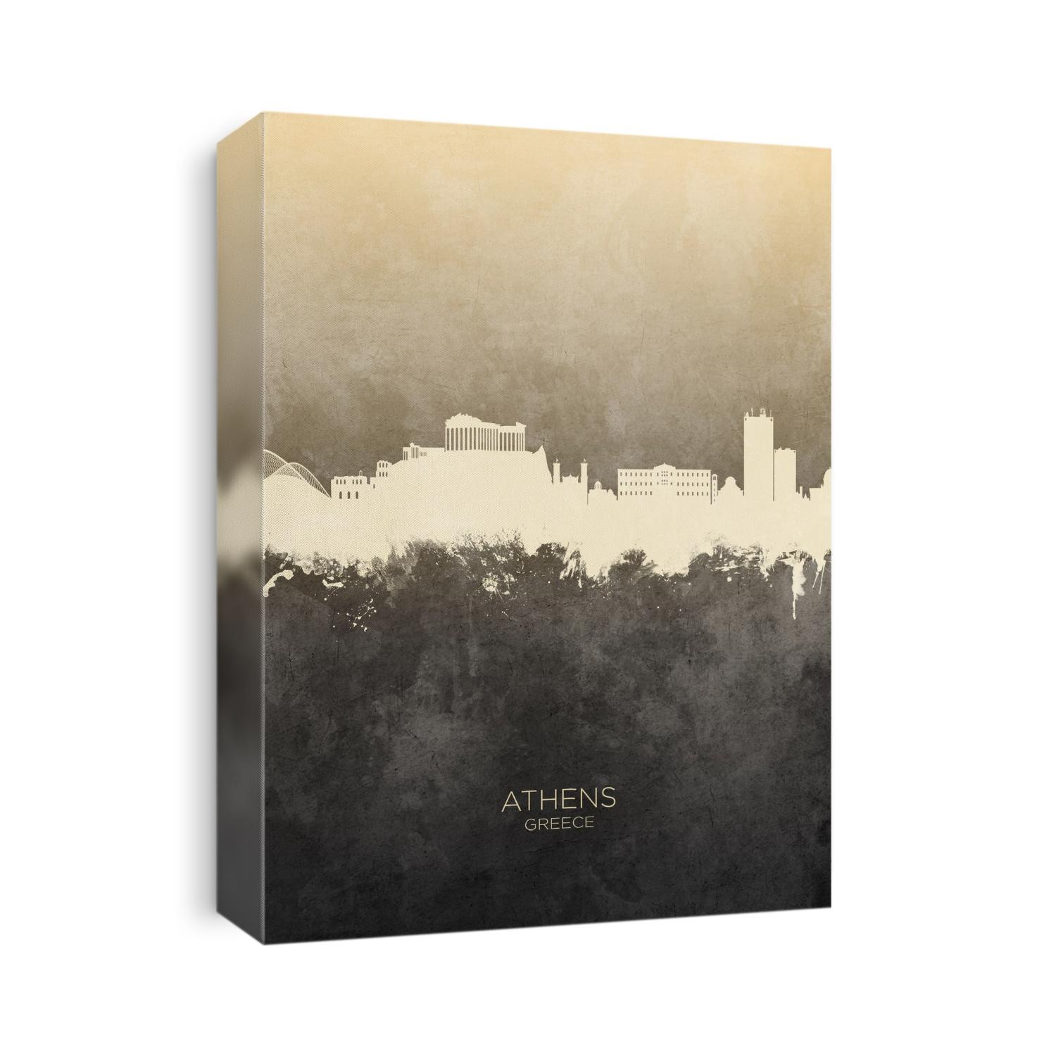Watercolor art print of the skyline of Athens, Greece