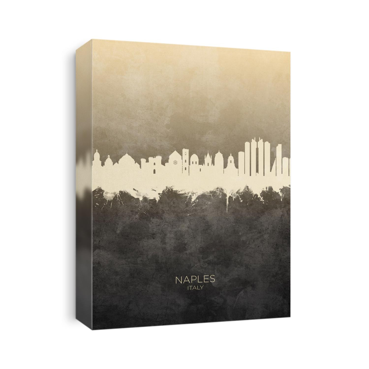 Watercolor art print of the skyline of Naples, Italy