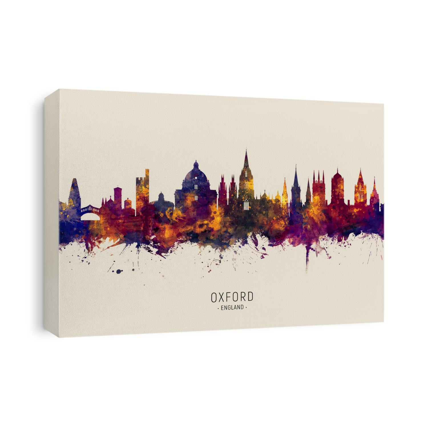 Watercolor art print of the skyline of Oxford, England, United Kingdom
