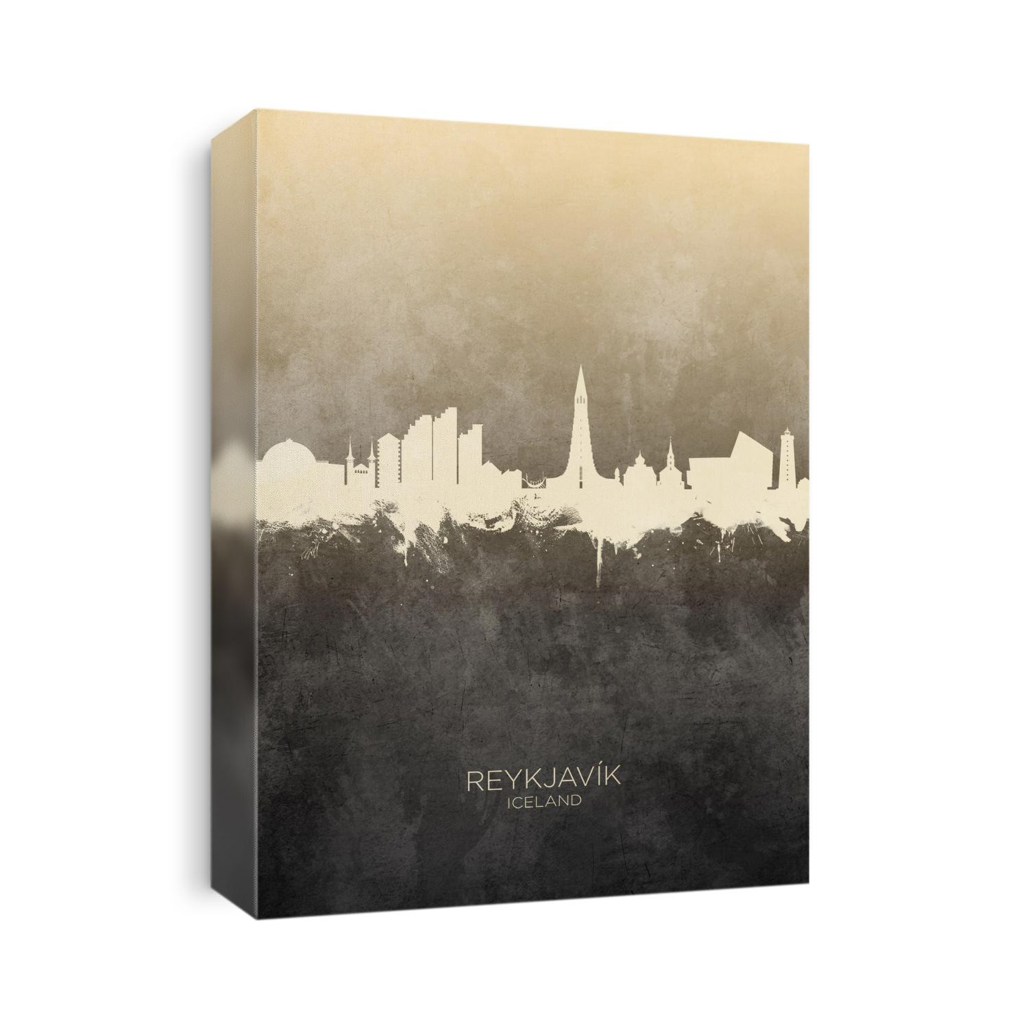 Watercolor art print of the skyline of Reykjavík, Iceland