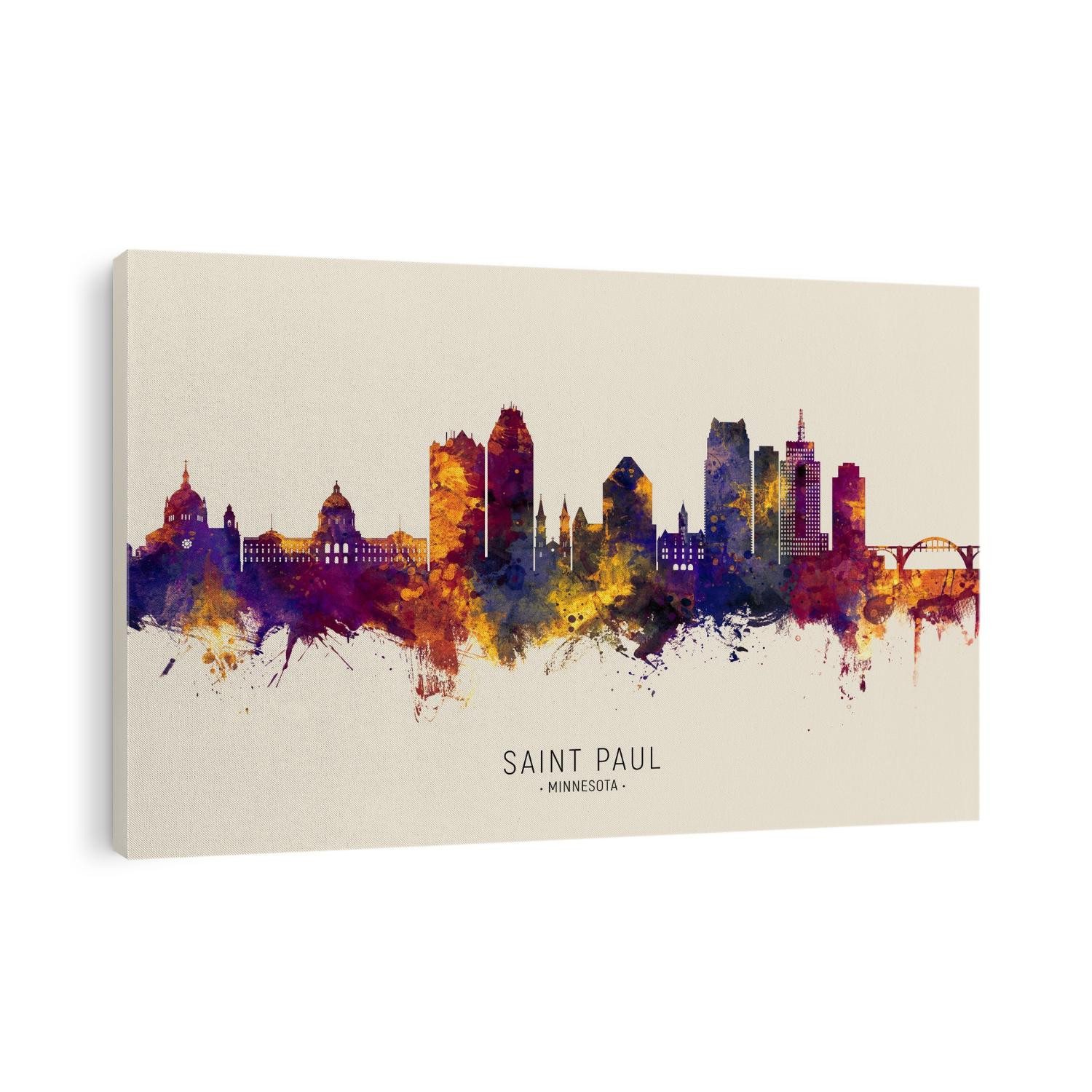 Watercolor art print of the skyline of Saint Paul, Minnesota, United States