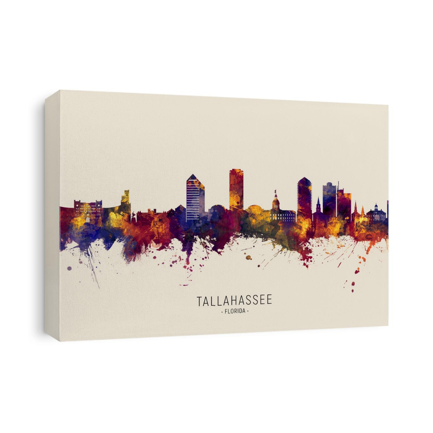 Watercolor art print of the skyline of Tallahassee, Florida, United States