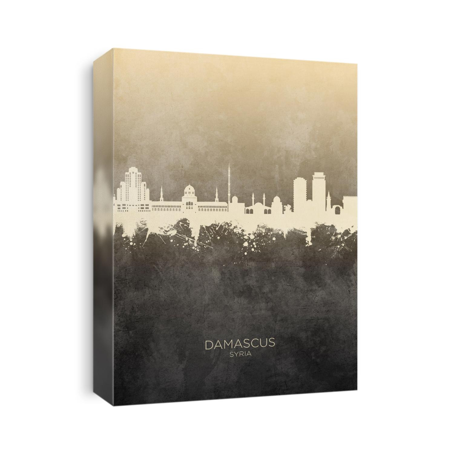 Watercolor art print of the skyline of Damascus, Syria
