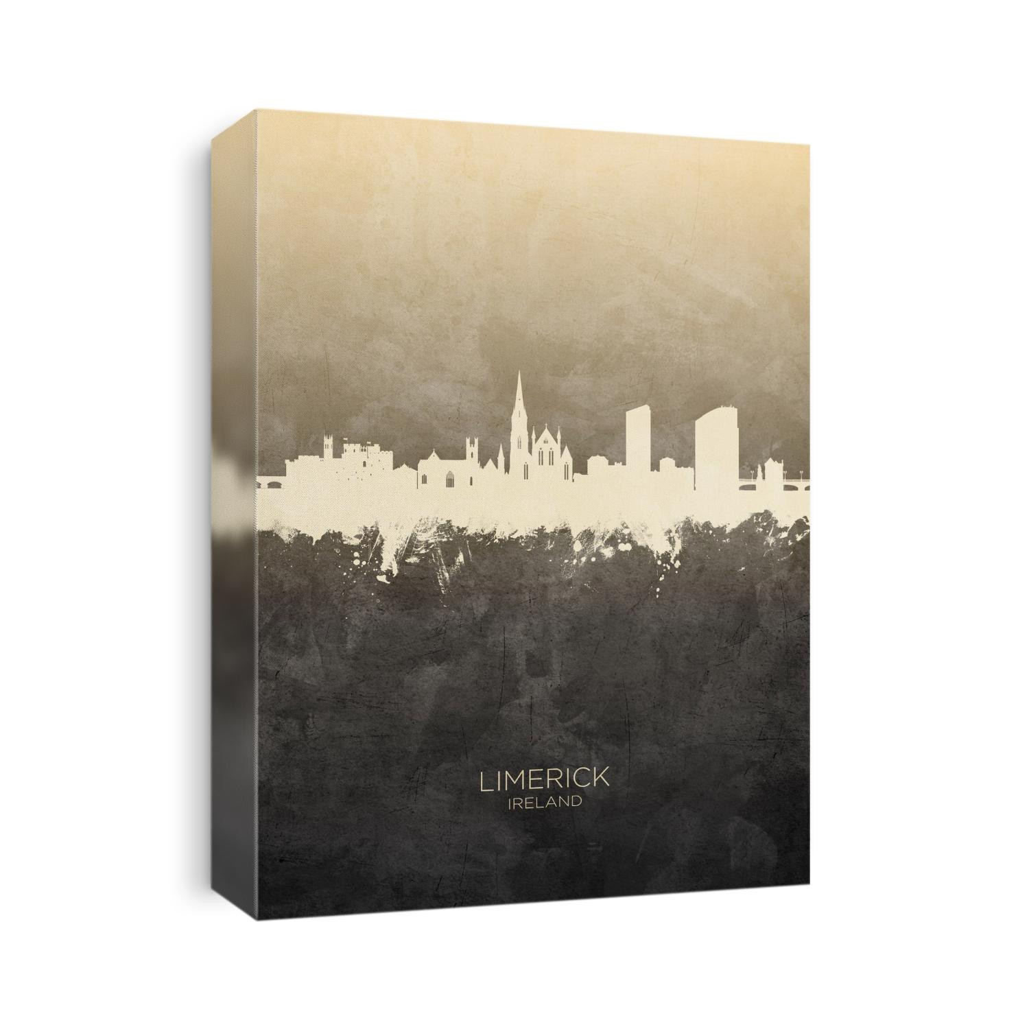 Watercolor art print of the skyline of Limerick, Ireland