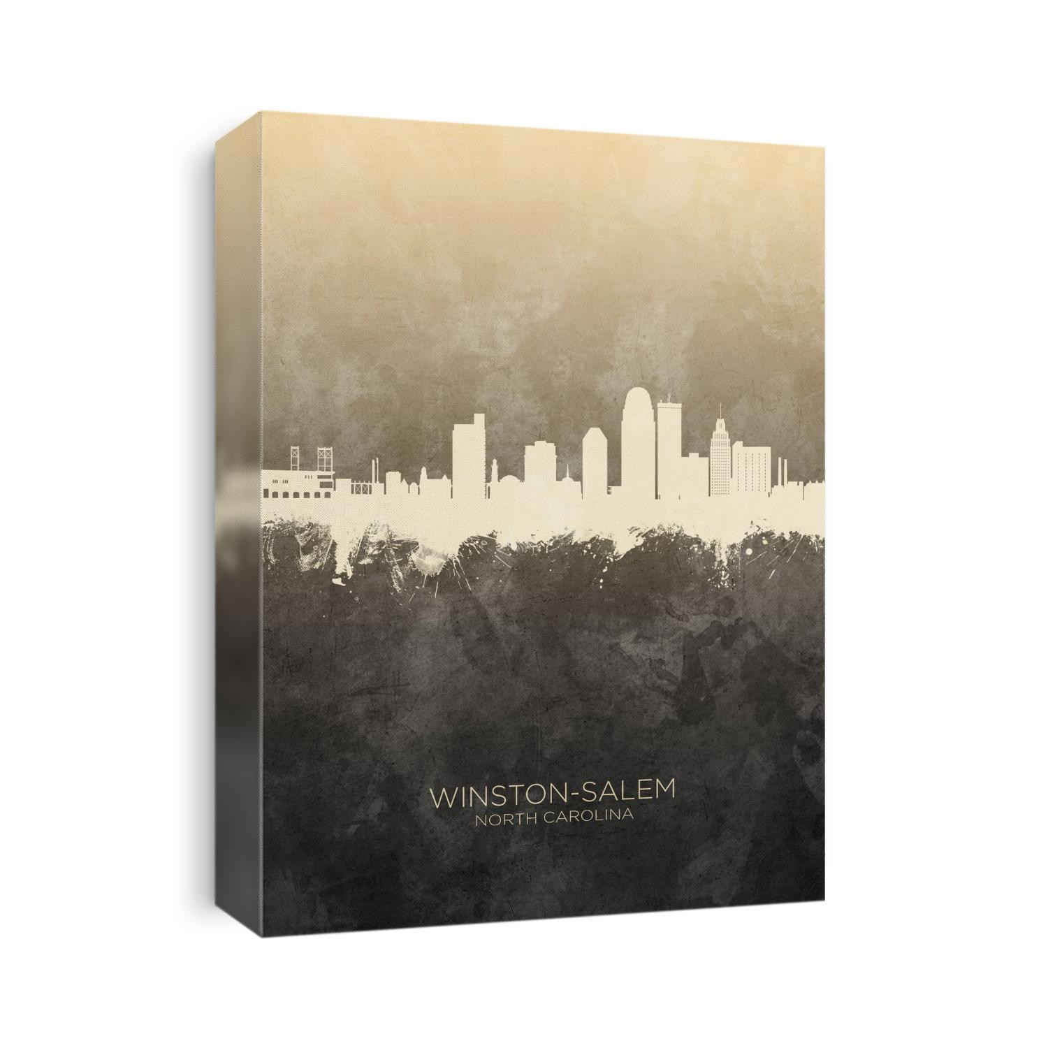 Watercolor art print of the skyline of Winston-Salem, North Carolina