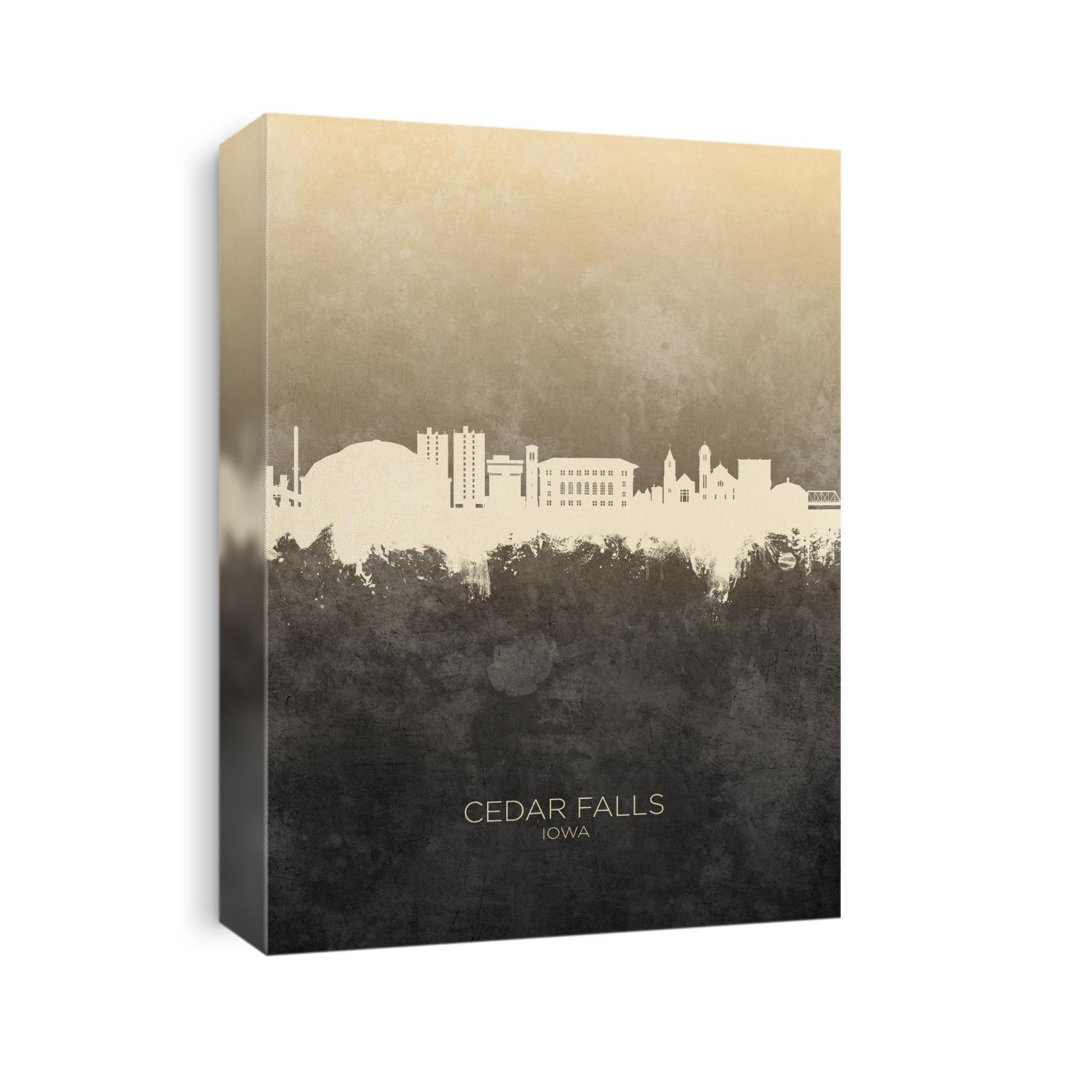 Watercolor art print of the skyline of Cedar Falls, Iowa