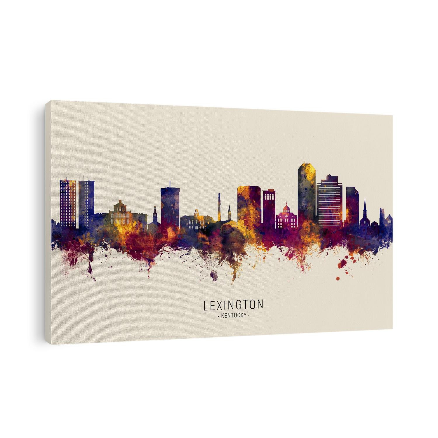 Watercolor art print of the skyline of Lexington, Kentucky