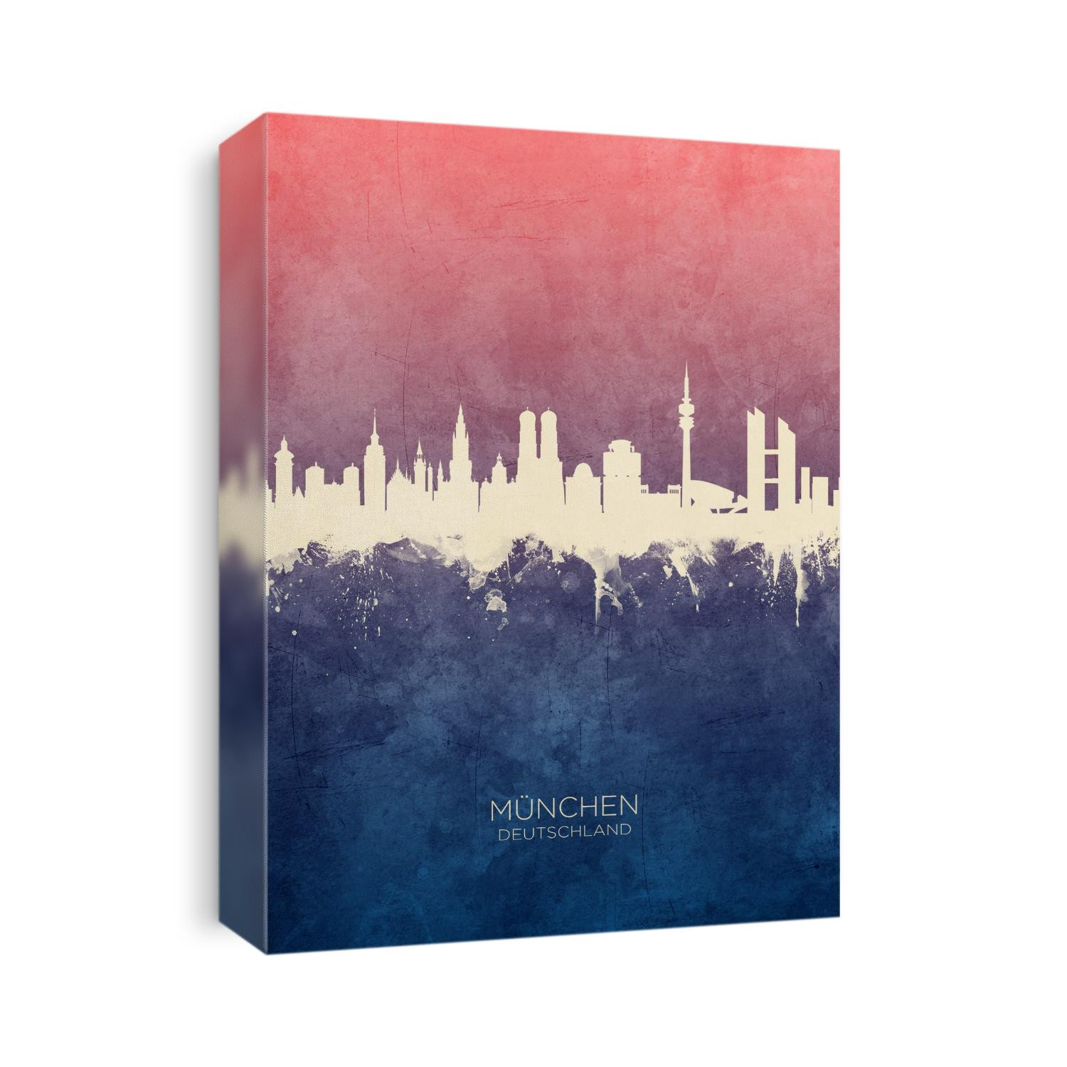 Watercolor art print of the skyline of Munich, Germany (München)