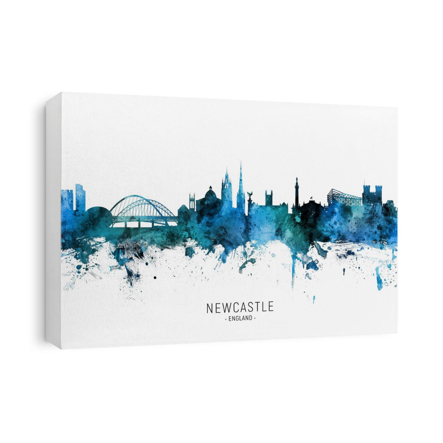 Watercolor art print of the skyline of Newcastle, England, United Kingdom