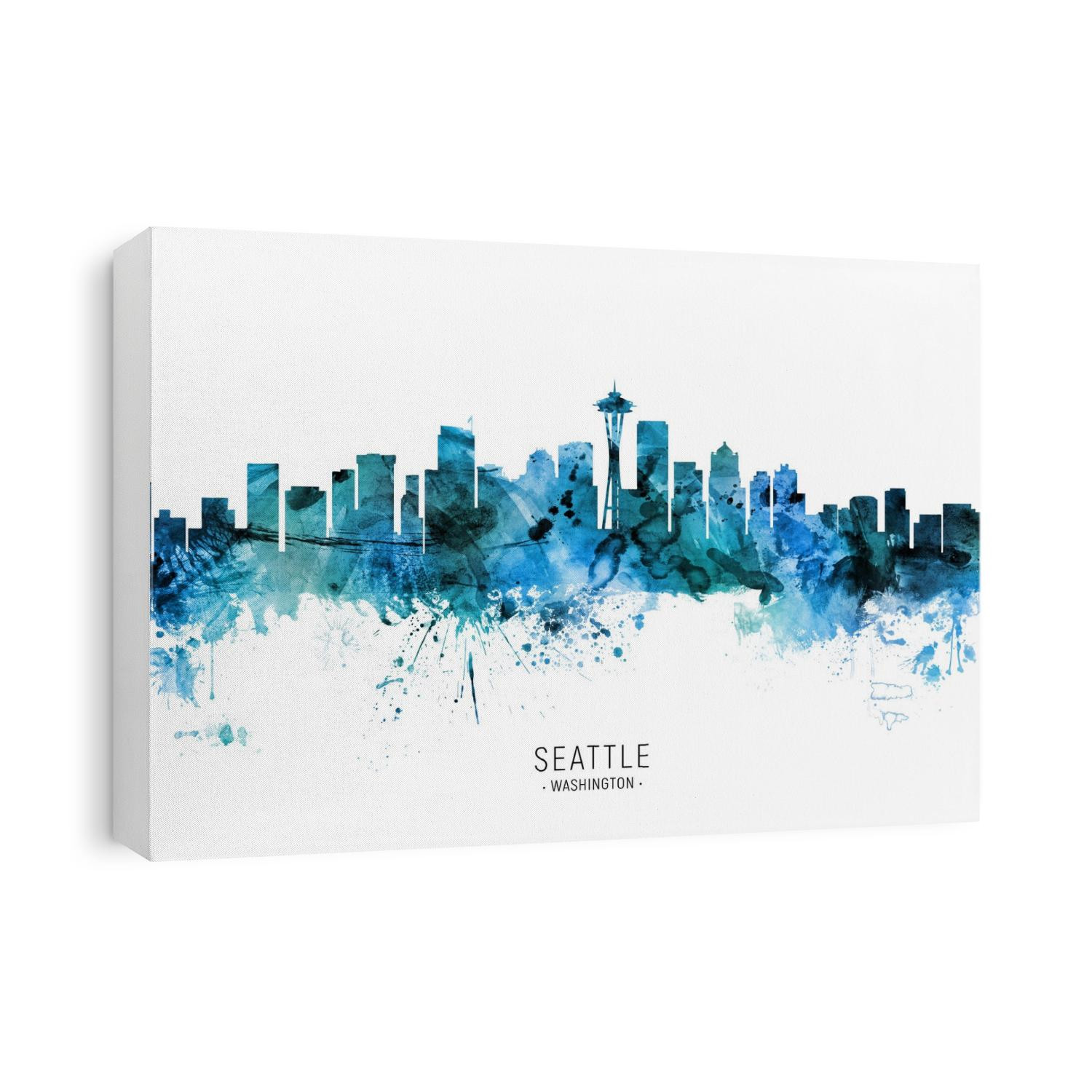 Watercolor art print of the skyline of Seattle, Washington, United States