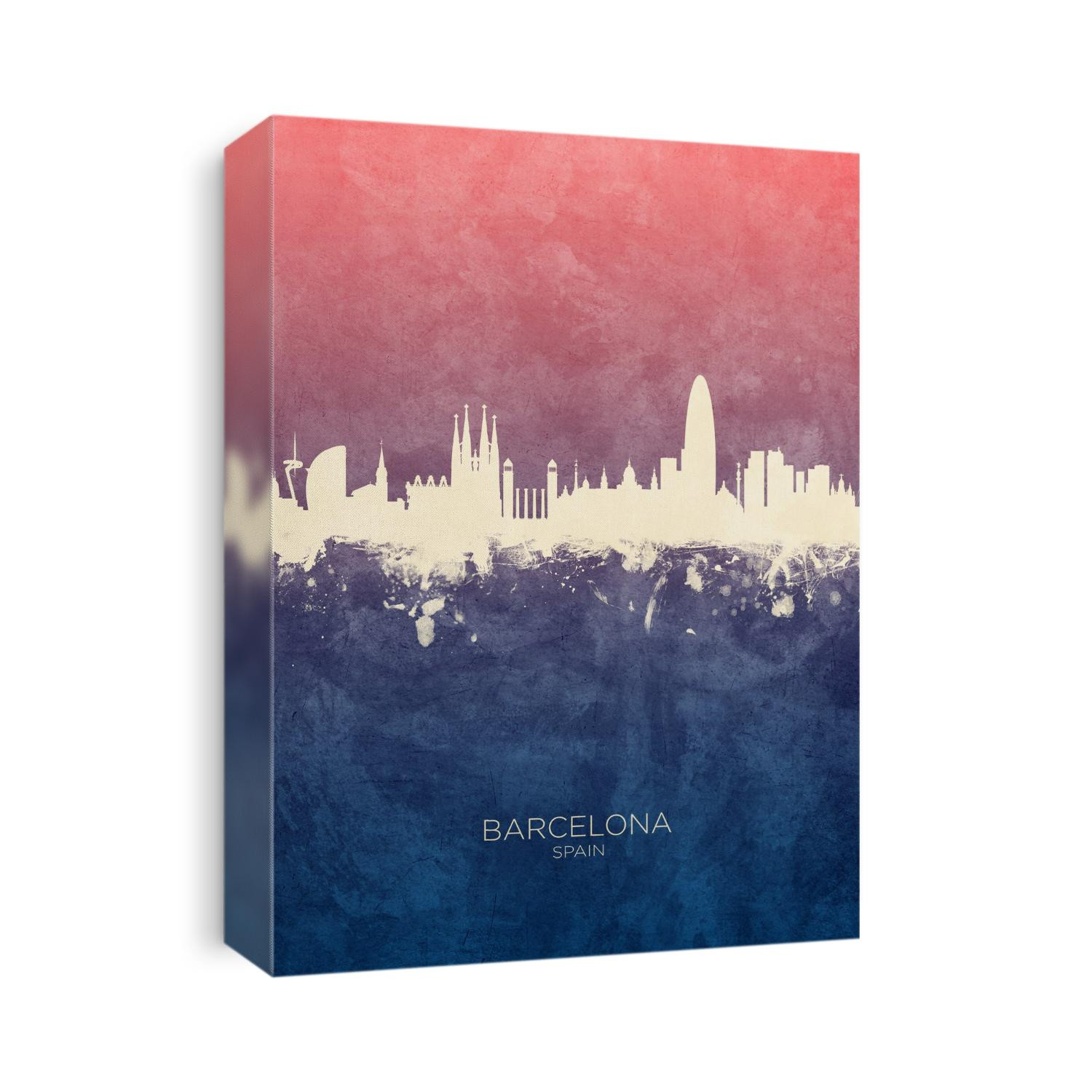 Watercolor art print of the skyline of Barcelona, Spain