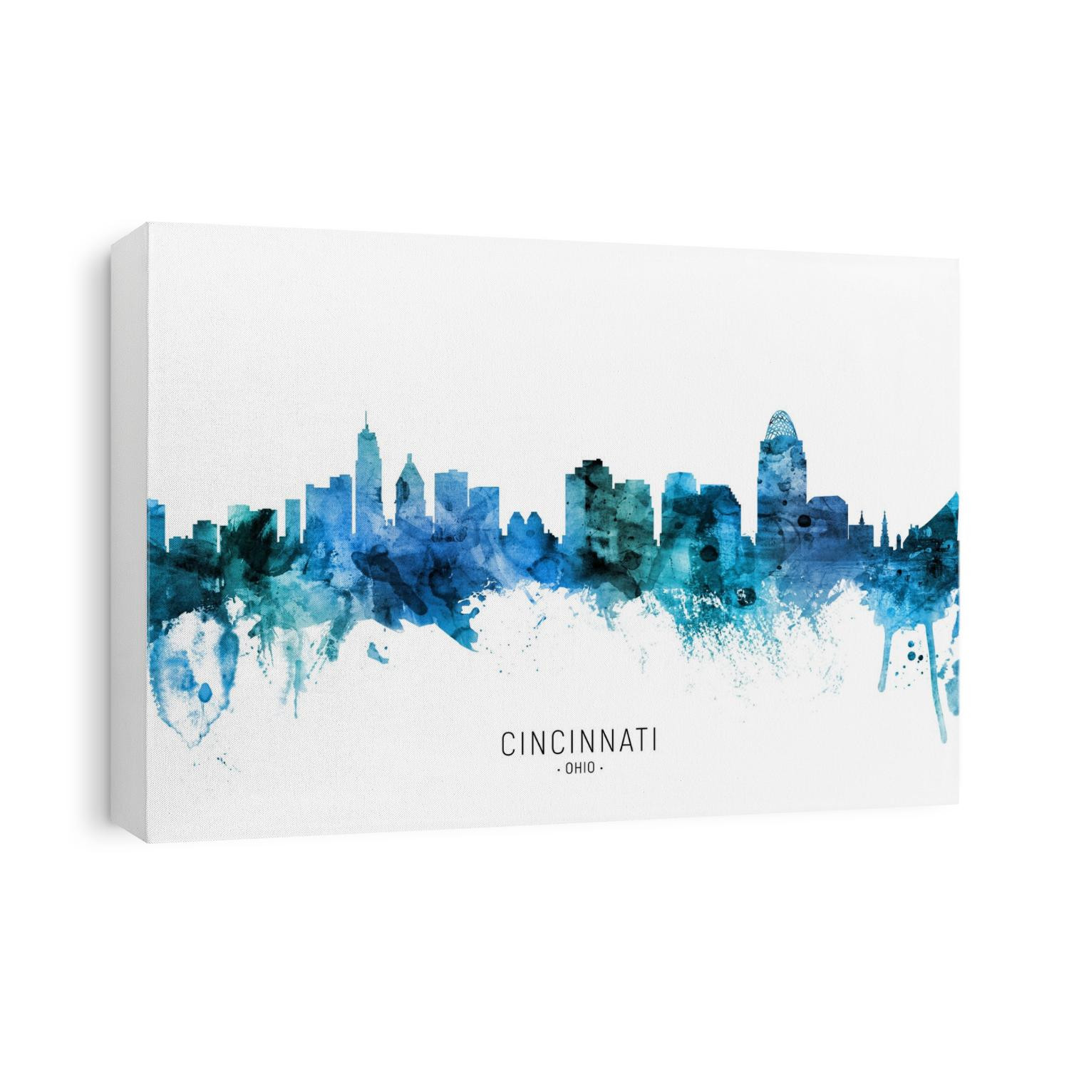 Watercolor art print of the skyline of Cincinnati, Ohio, United States