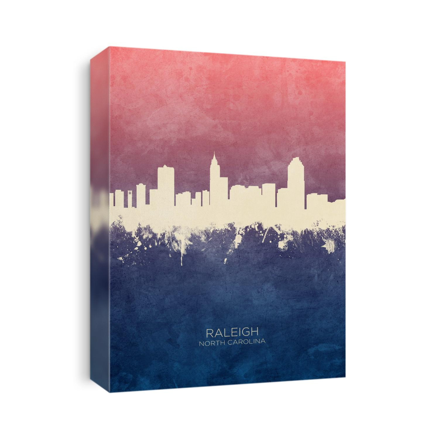 Watercolor art print of the skyline of Raleigh, North Carolina, United States