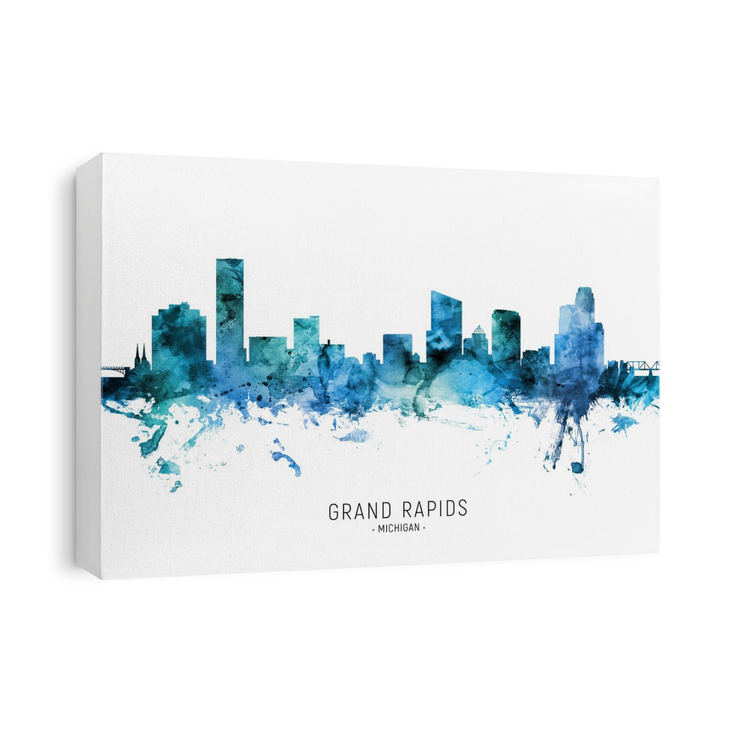 Watercolor art print of the skyline of Grand Rapids, Michigan, United States