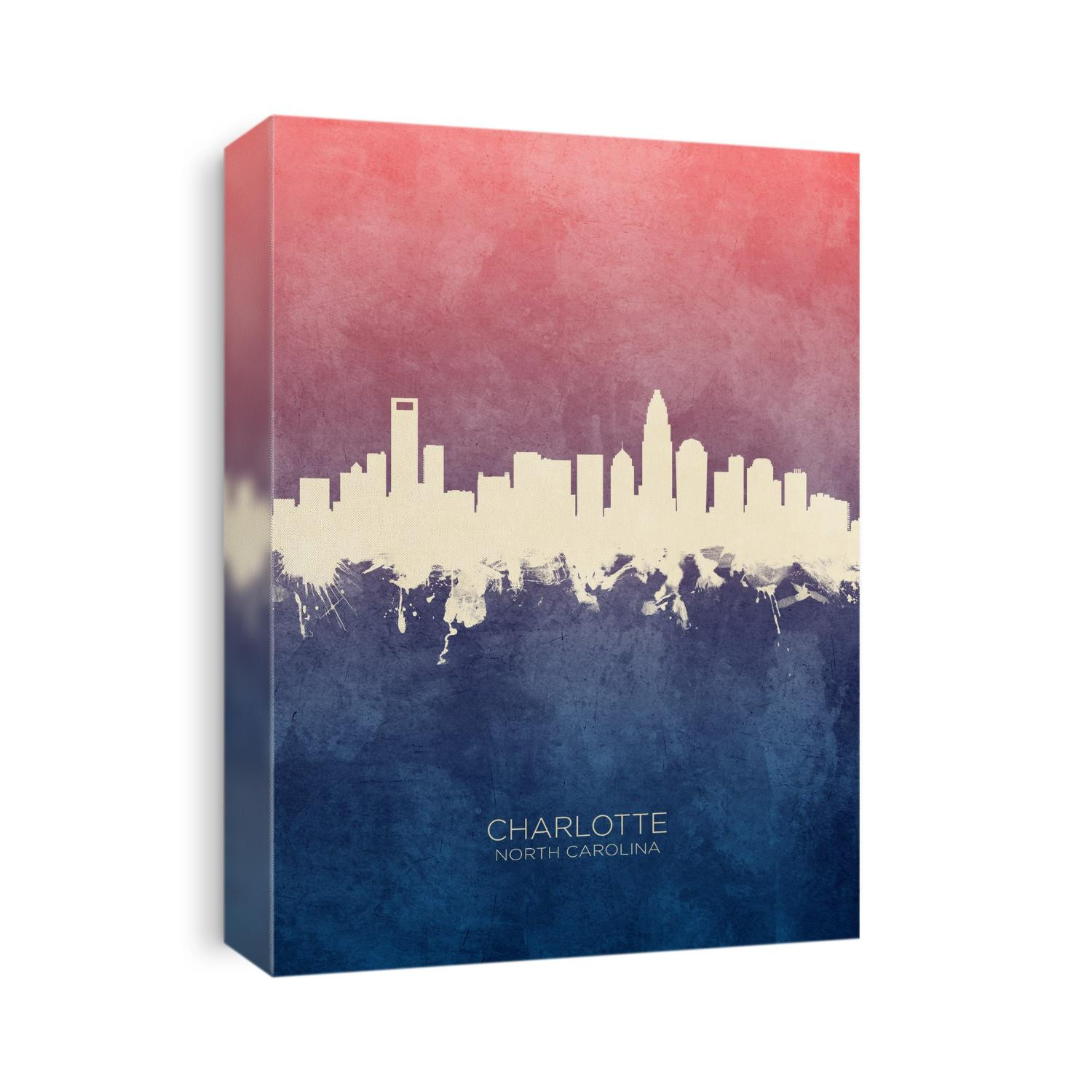 Watercolor art print of the skyline of Charlotte, North Carolina, United States