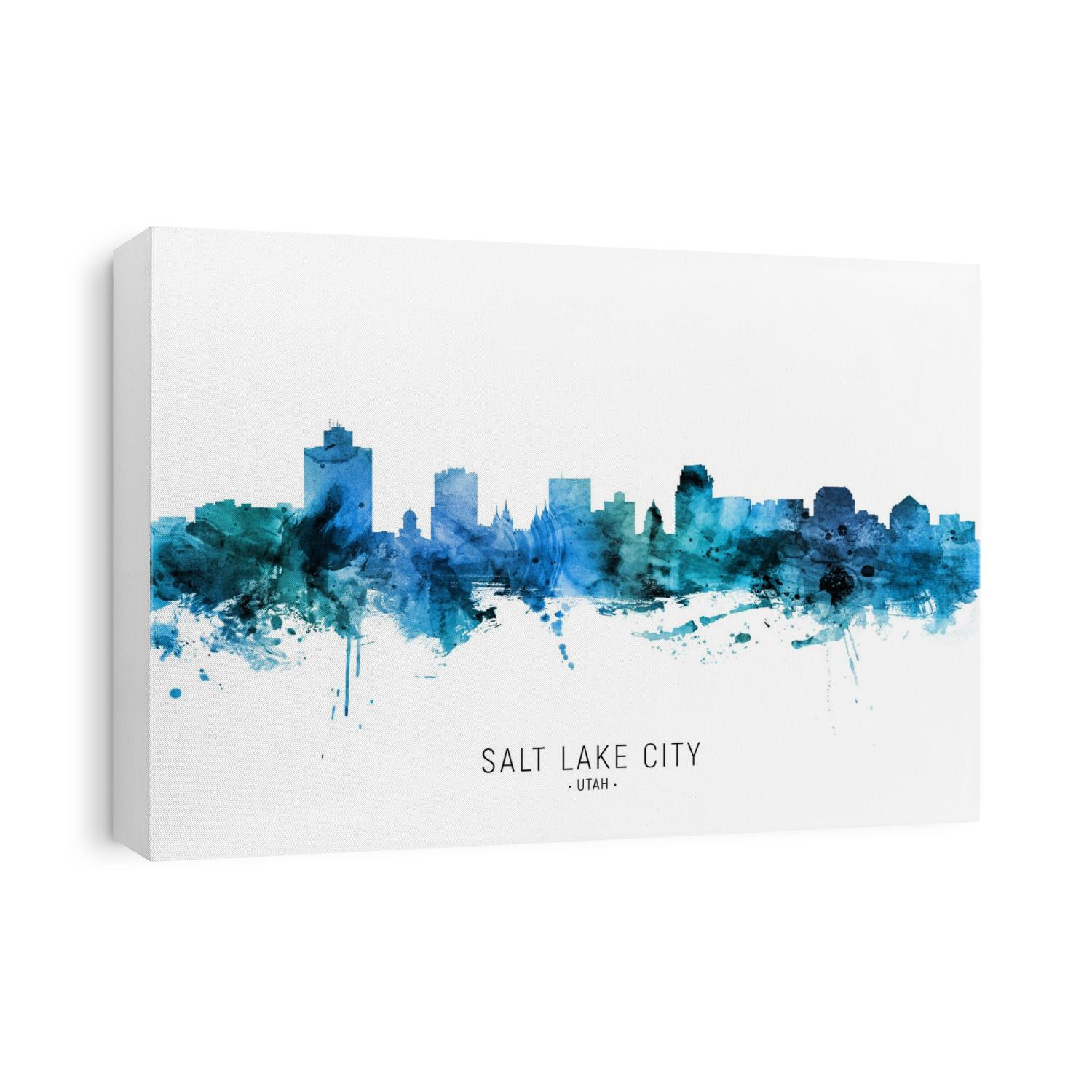 Watercolor art print of the skyline of Salt Lake City, Utah, United States