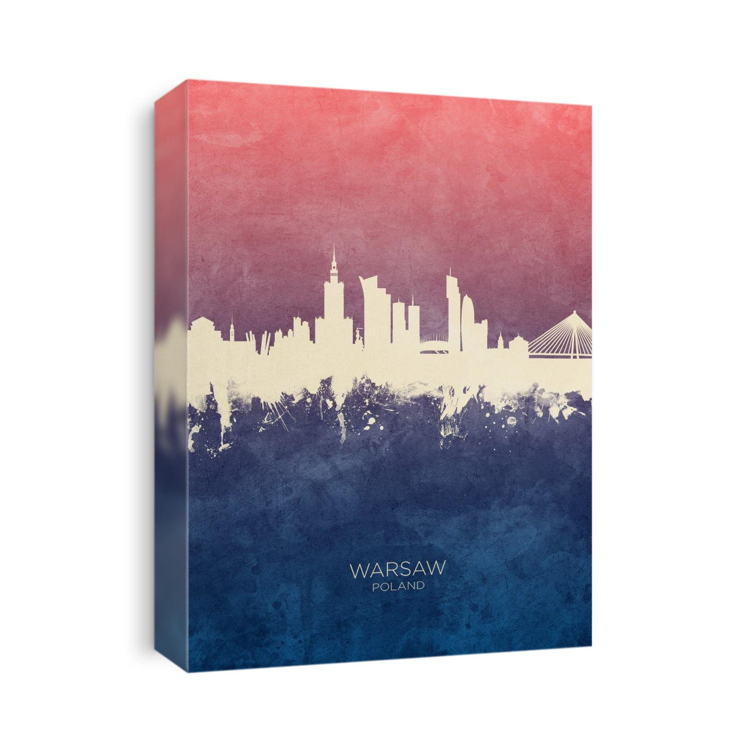 Watercolor art print of the skyline of Warsaw, Poland