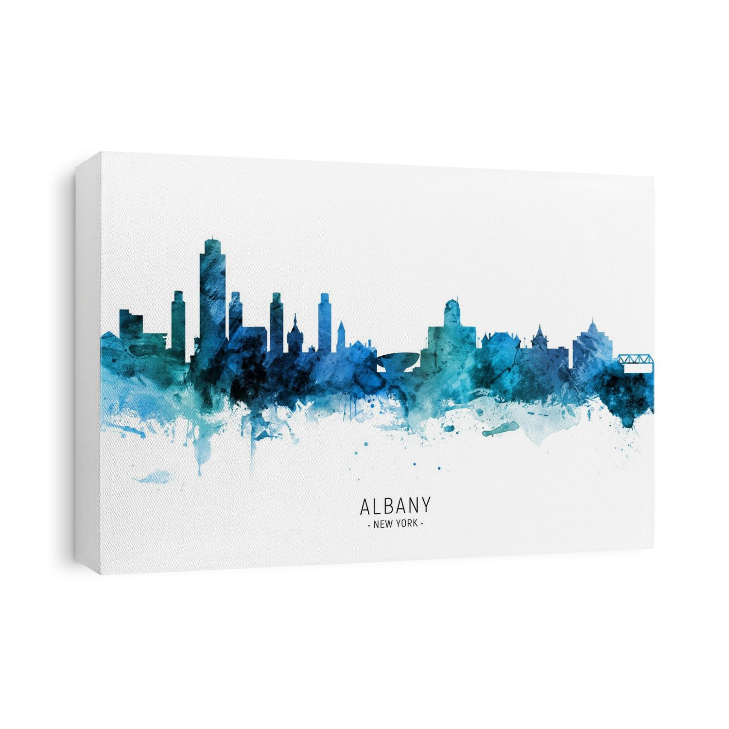 Watercolor art print of the skyline of Albany, New York, United States