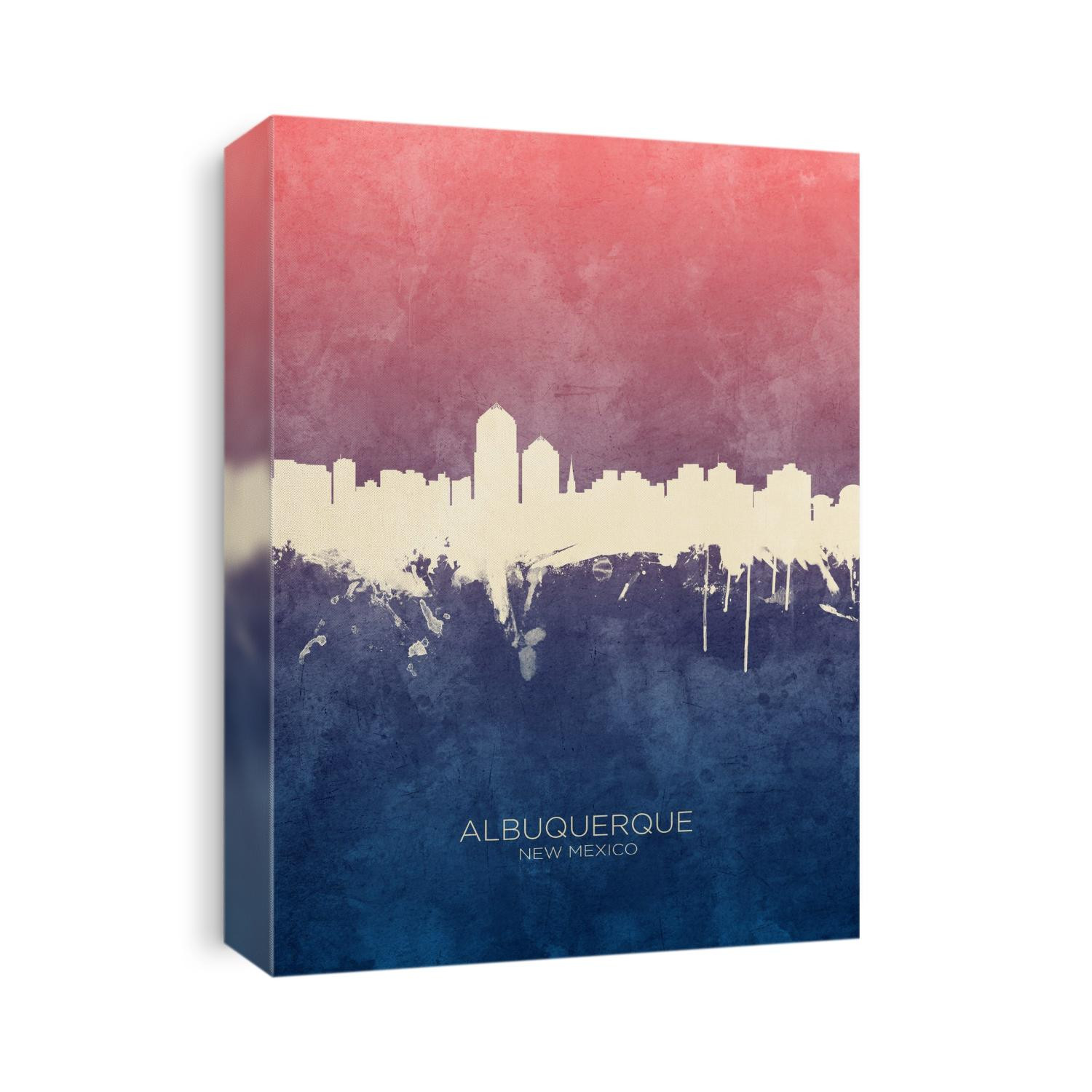 Watercolor art print of the skyline of Albuquerque, New Mexico, United States