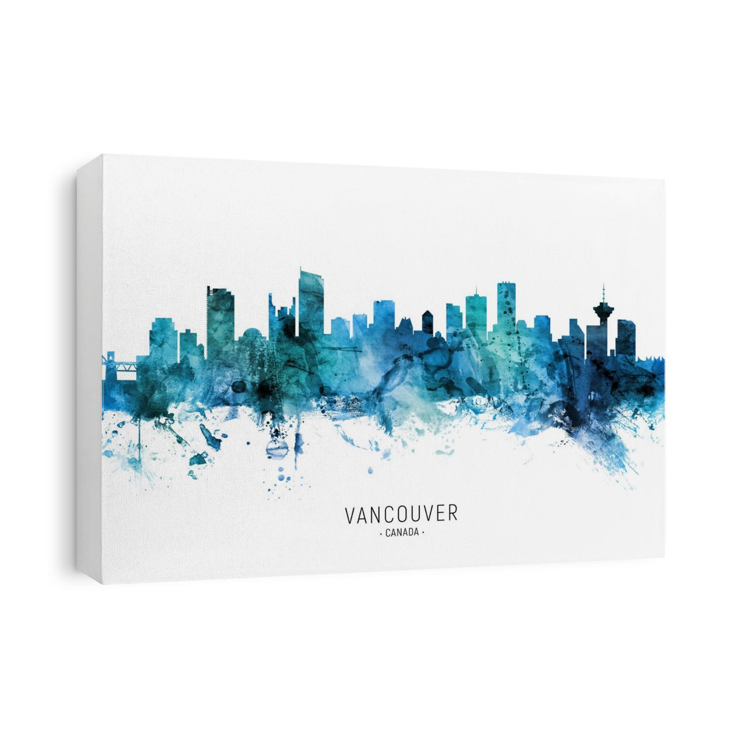Watercolor art print of the skyline of the city of Vancouver, British Columbia, Canada