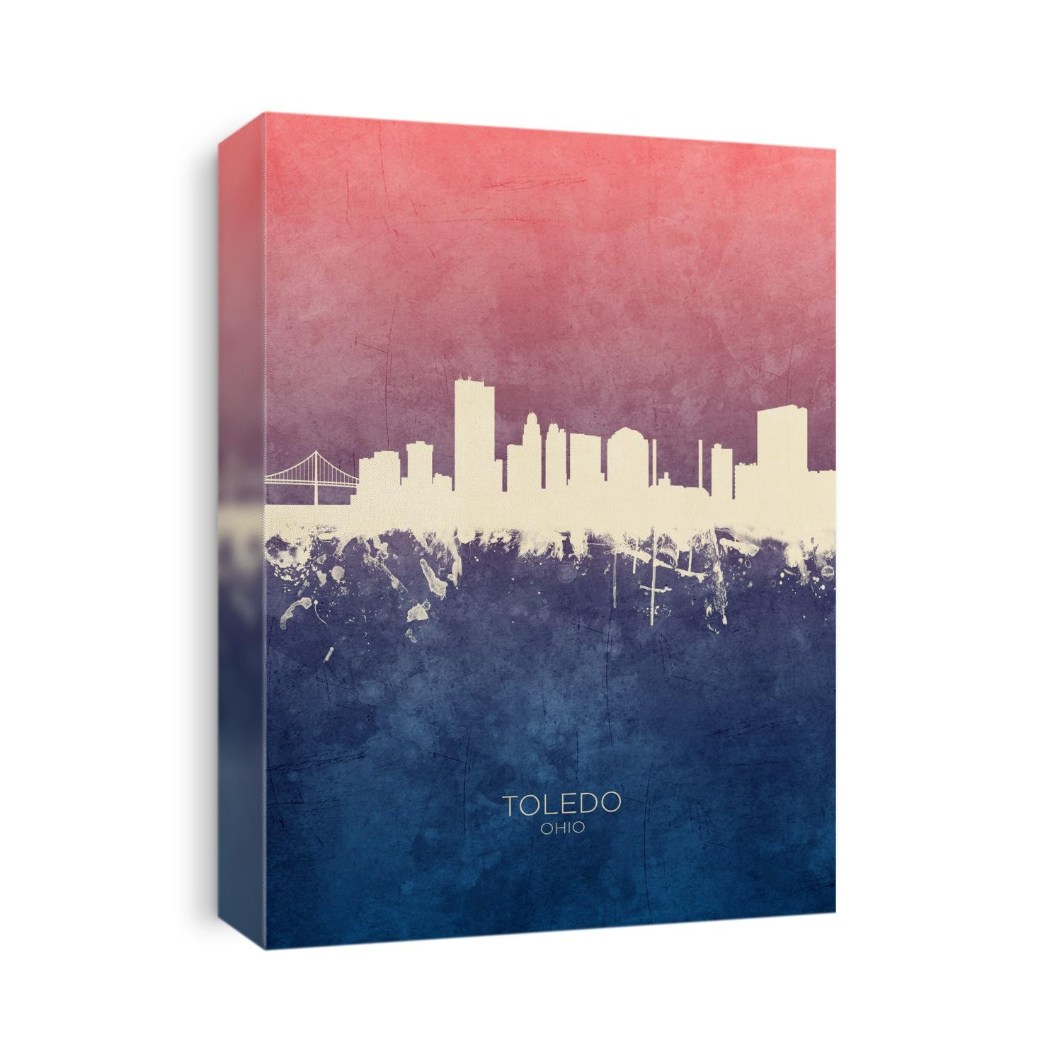 Watercolor art print of the skyline of Toledo, Ohio, United States