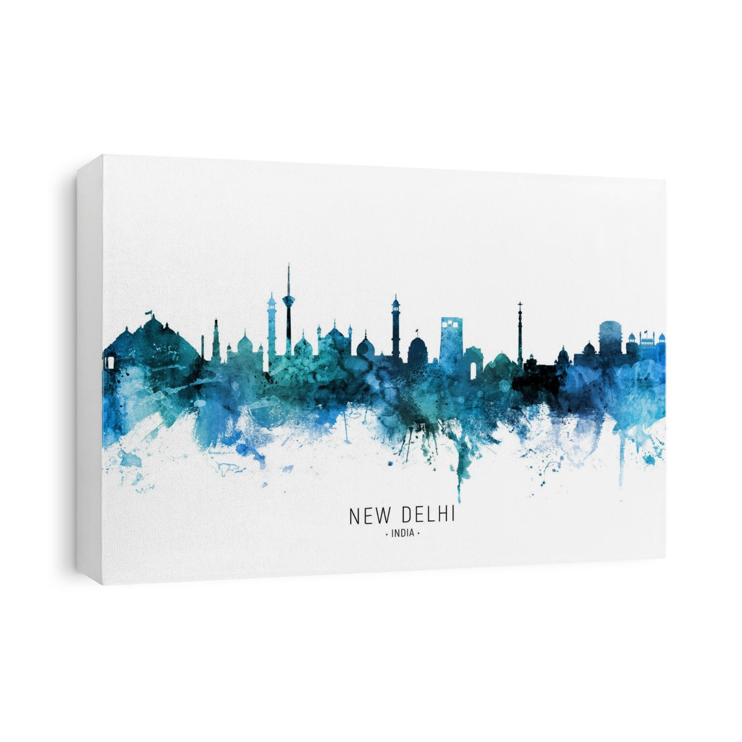 Watercolor art print of the skyline of New Delhi, India