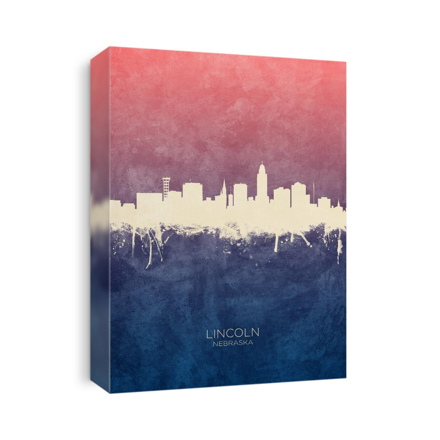 Watercolor art print of the skyline of Lincoln, Nebraska, United States