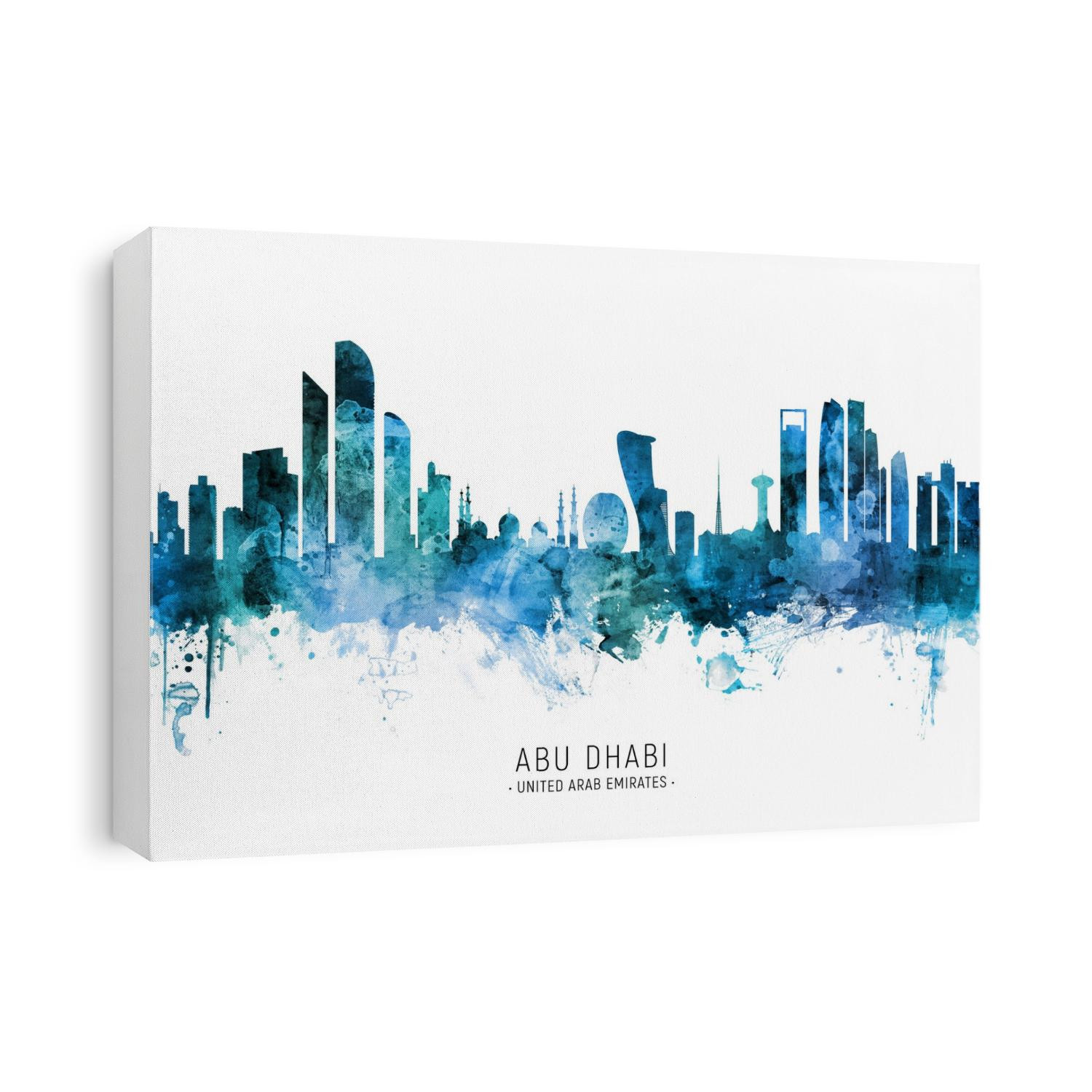 Watercolor art print of the skyline of Abu Dhabi, United Arab Emirates