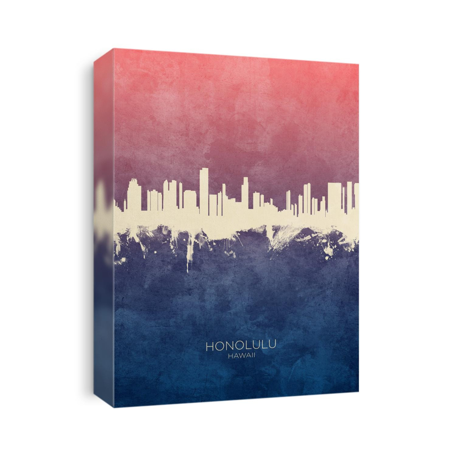 Watercolor art print of the skyline of Honolulu, Hawaii, United States