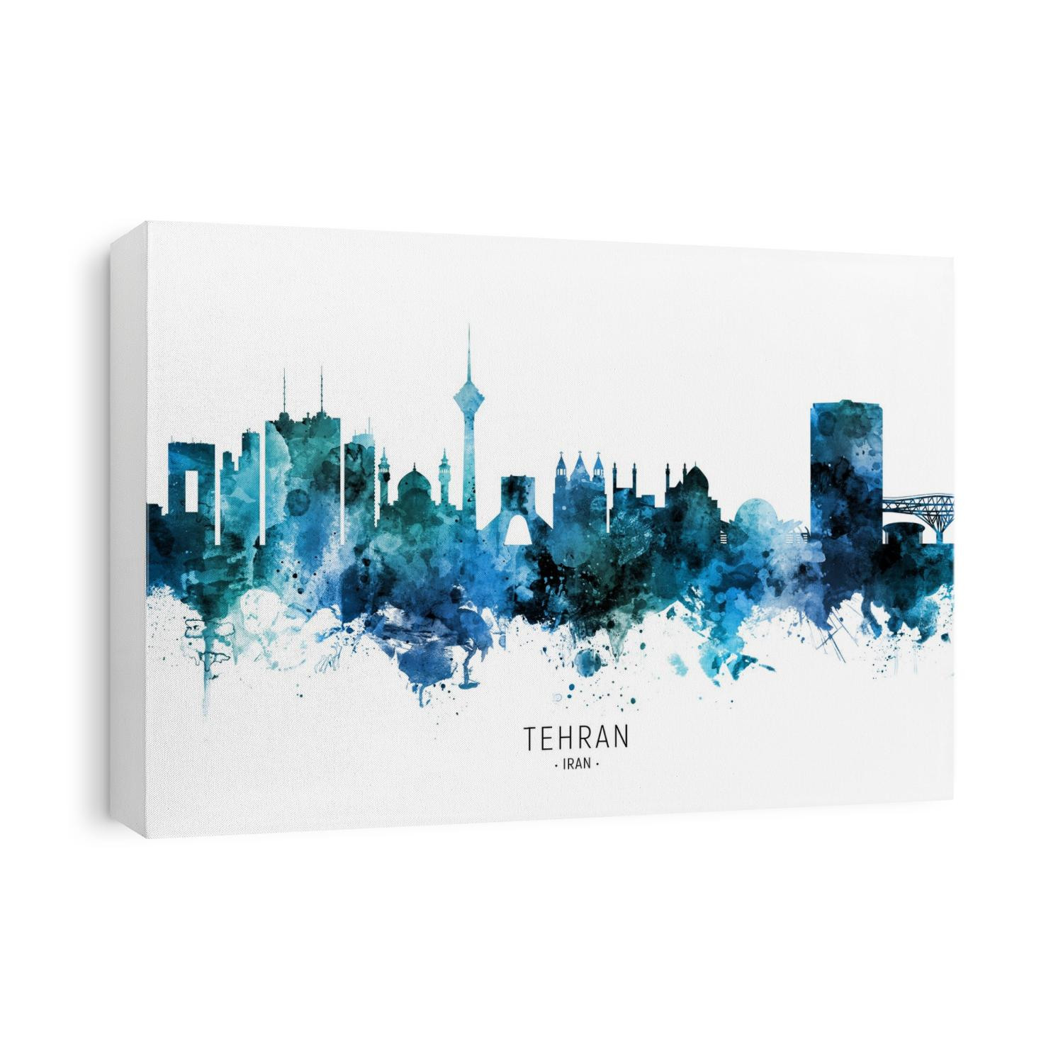 Watercolor art print of the skyline of Tehran, Iran