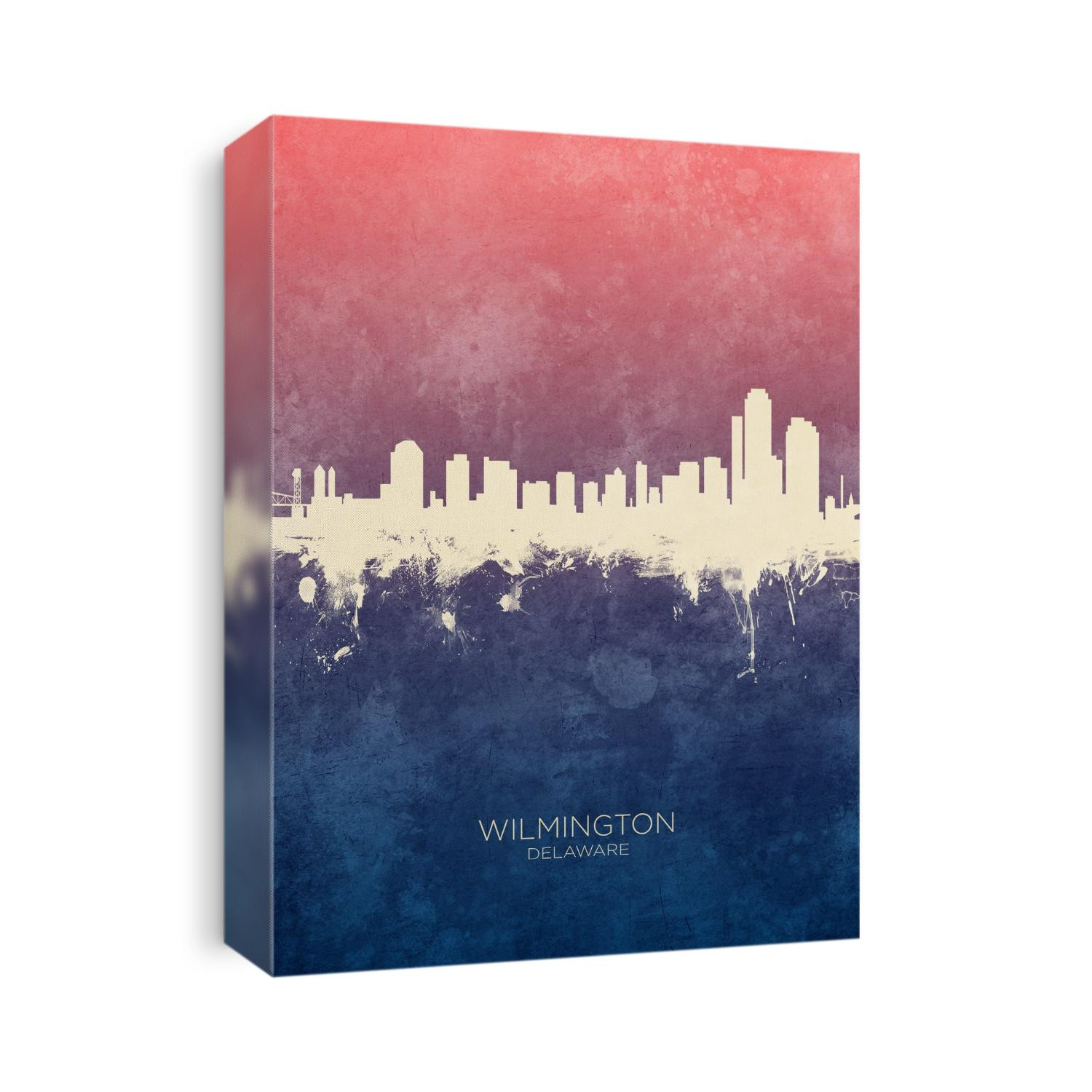 Watercolor art print of the skyline of Wilmington, Delaware, United States