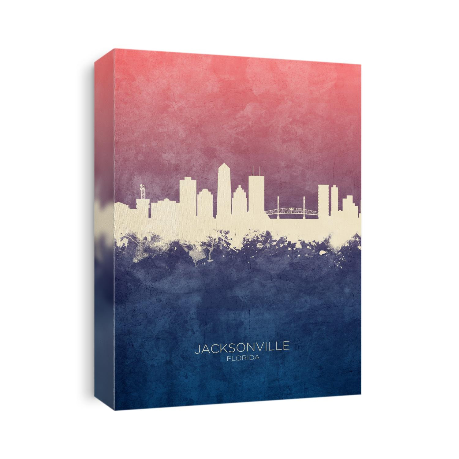 Watercolor art print of the skyline of Jacksonville, Florida, United States