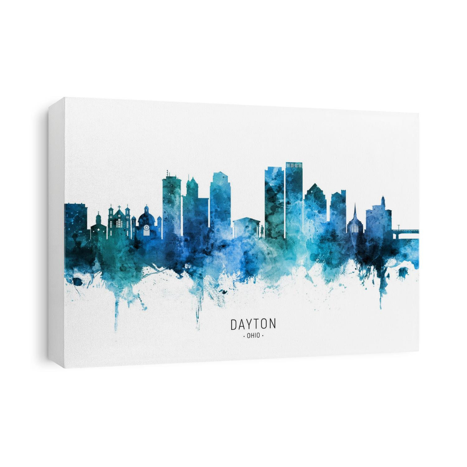 Watercolor art print of the skyline of Dayton Ohio, United States
