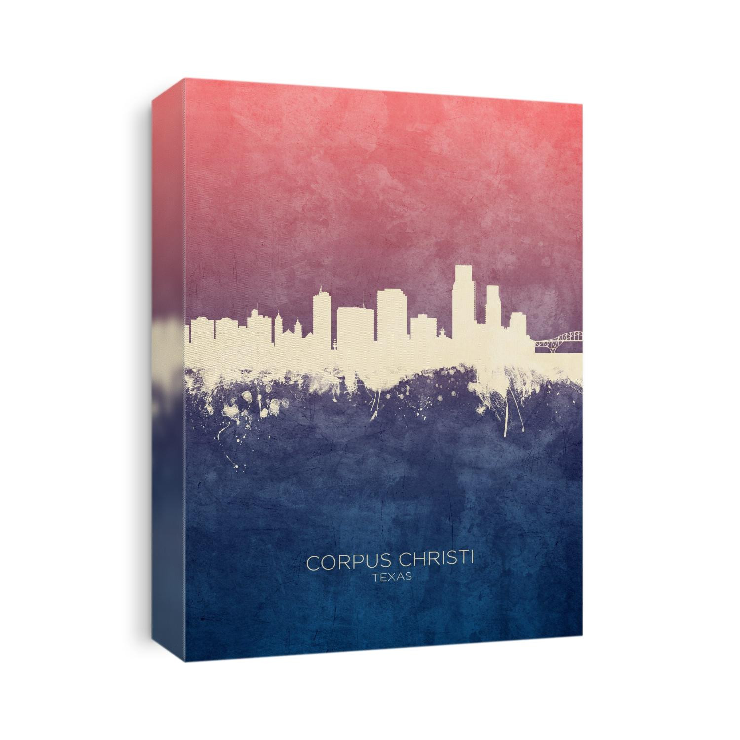Watercolor art print of the skyline of Corpus Christi, Texas, United States
