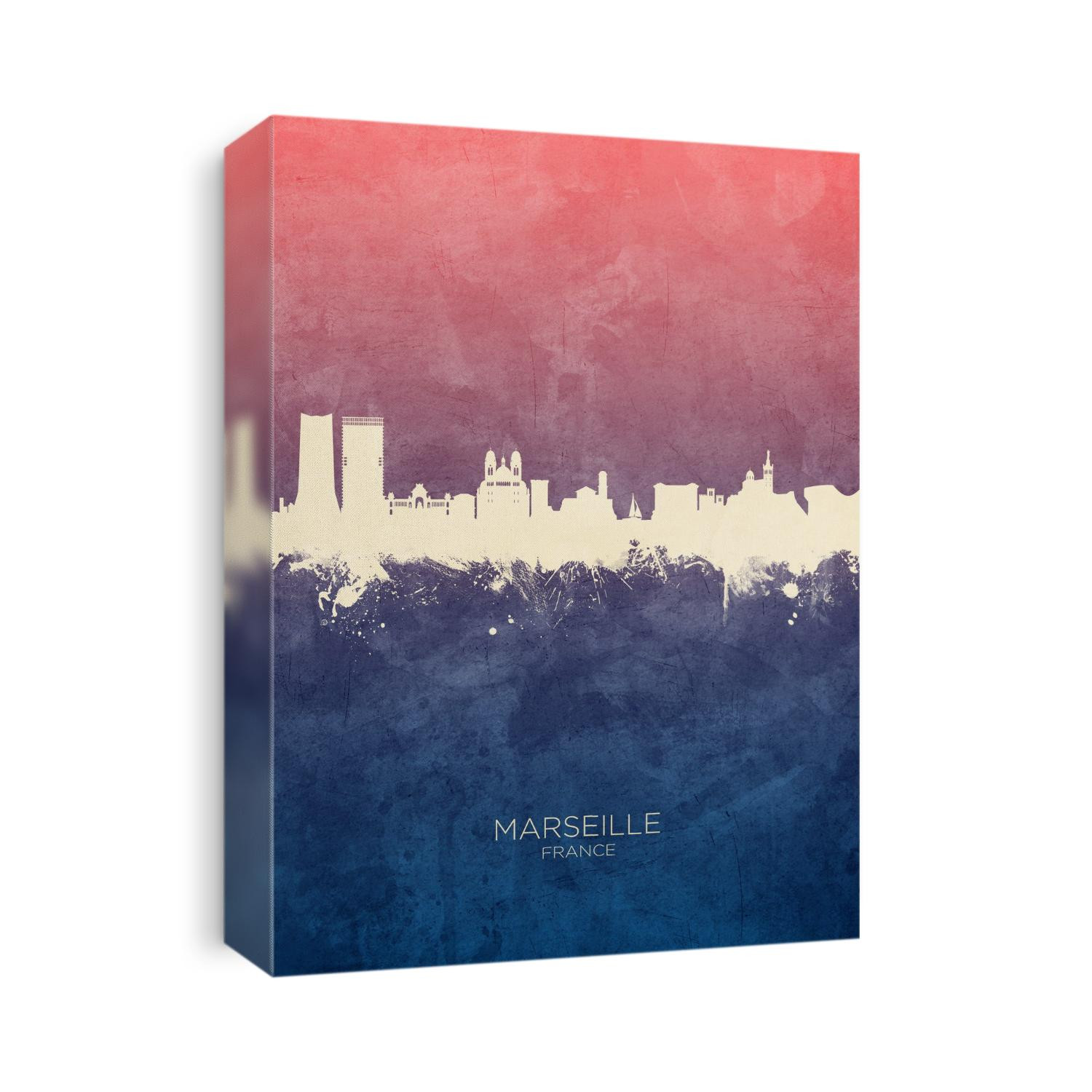 Watercolor art print of the skyline of Marseille, France