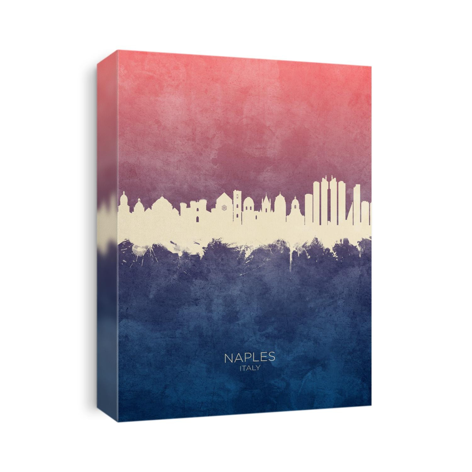 Watercolor art print of the skyline of Naples, Italy