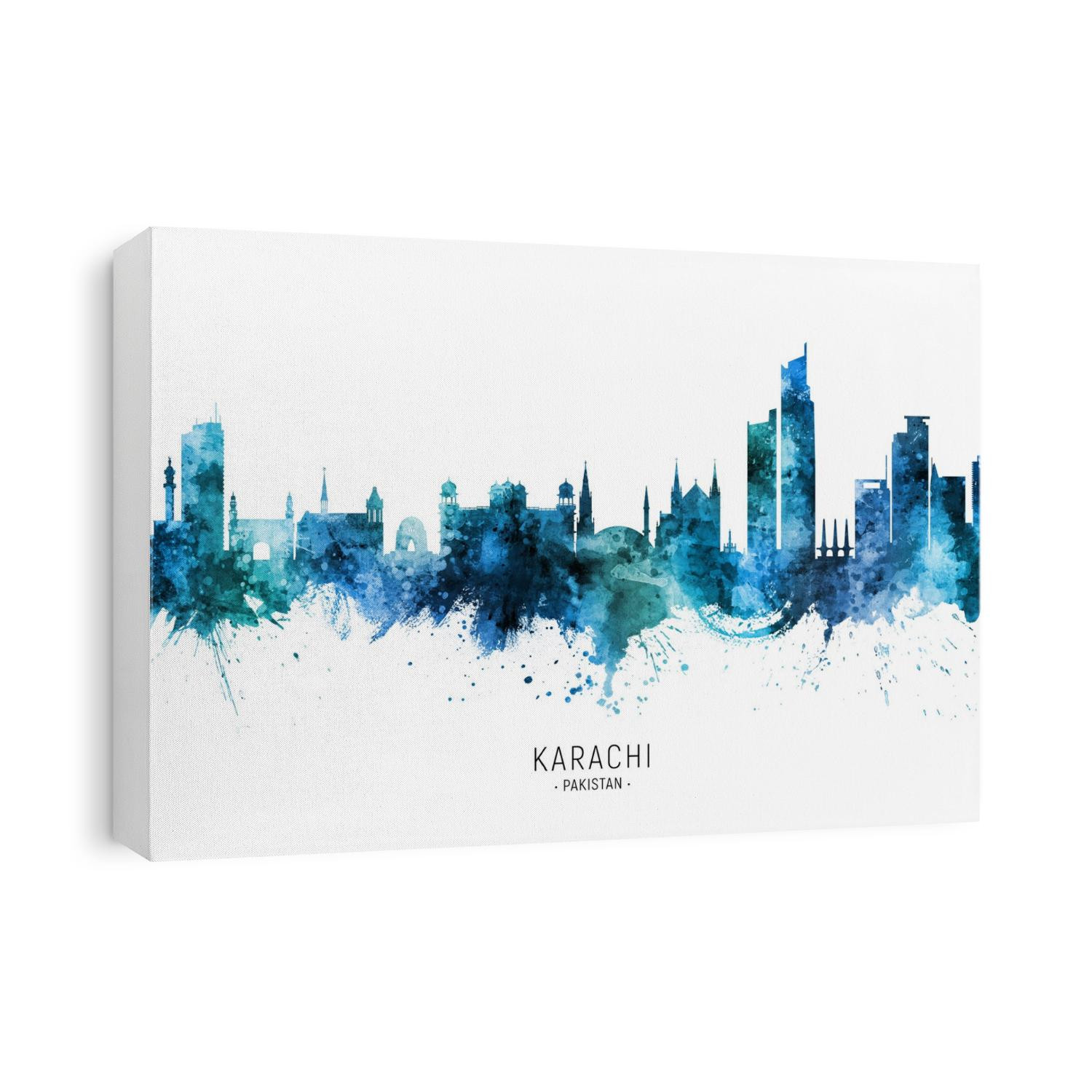 Watercolor art print of the skyline of Karachi, Pakistan
