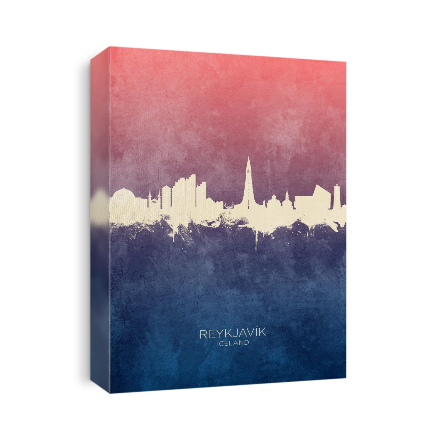 Watercolor art print of the skyline of Reykjavík, Iceland
