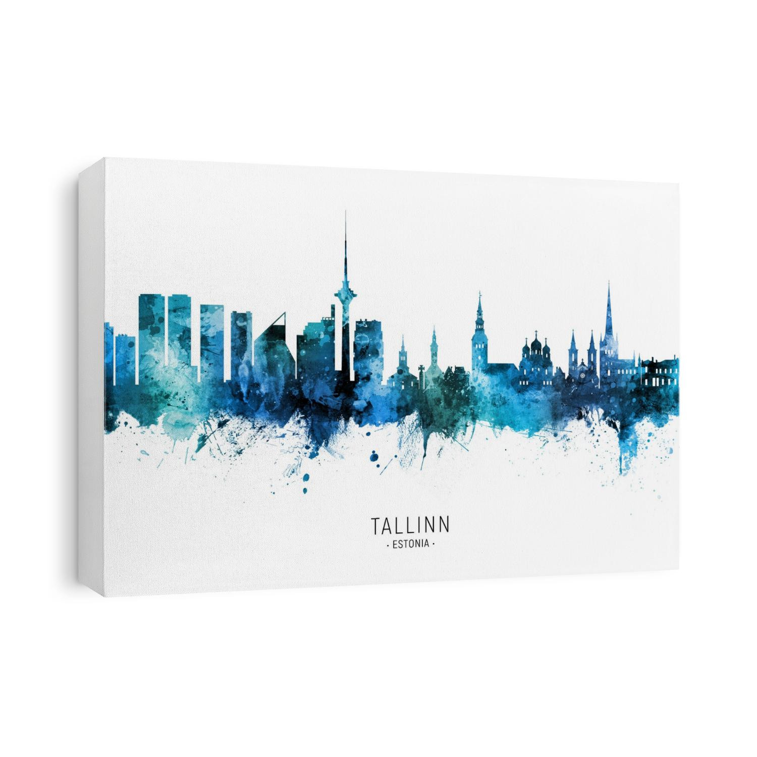 Watercolor art print of the skyline of Tallinn, Estonia