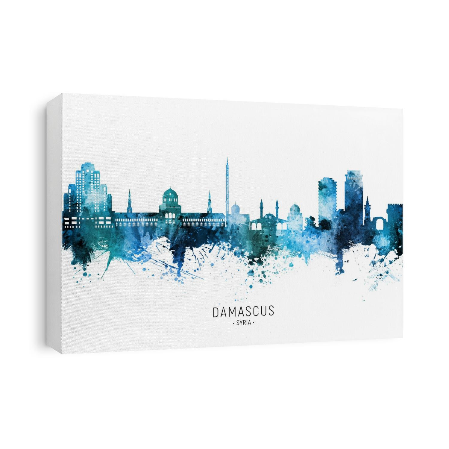 Watercolor art print of the skyline of Damascus, Syria