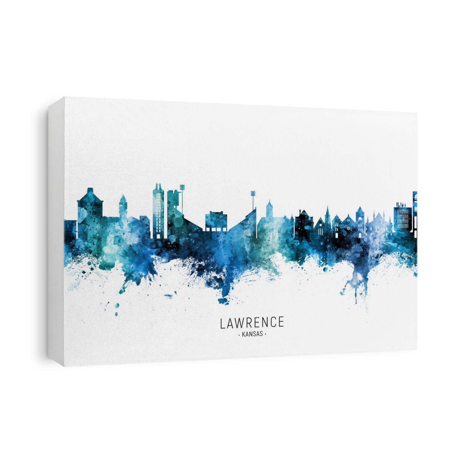 Watercolor art print of the skyline of Lawrence, Kansas, United States