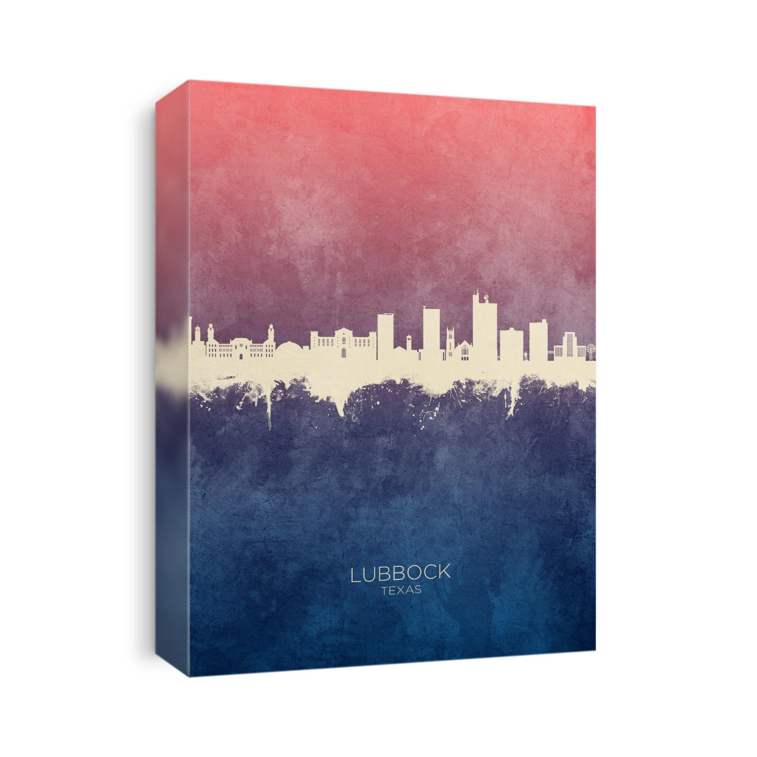 Watercolor art print of the skyline of Lubbock, Texas