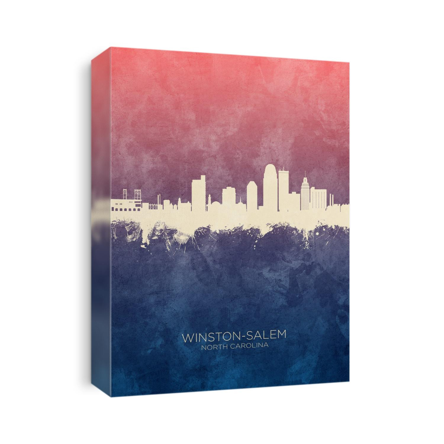 Watercolor art print of the skyline of Winston-Salem, North Carolina