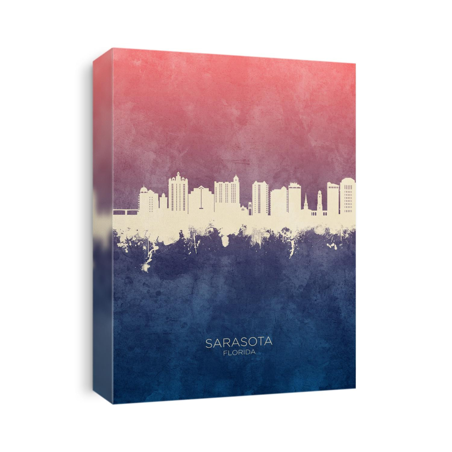 Watercolor art print of the skyline of Sarasota, Florida, United States